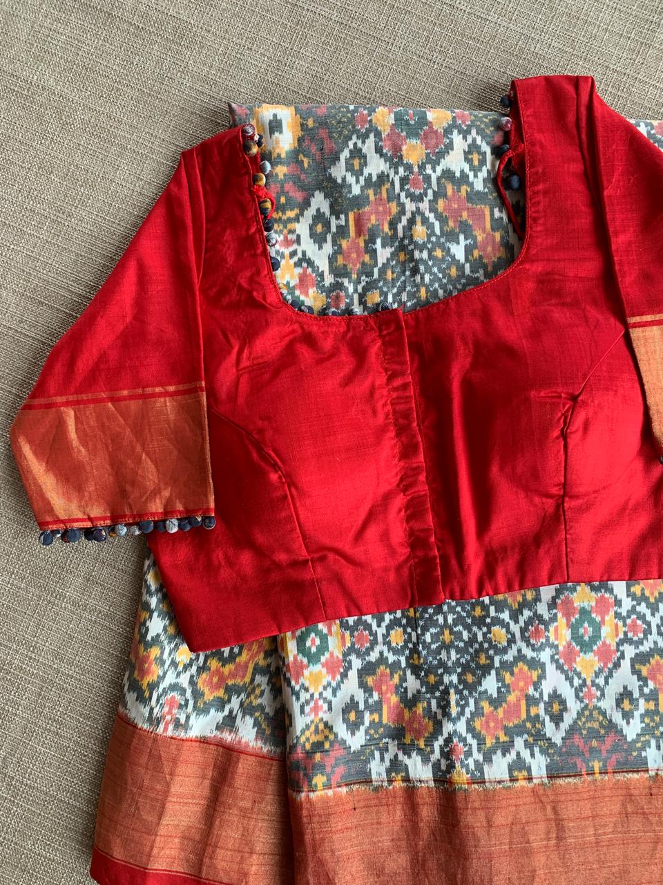 Pure Handloom Ikkath Patola Saree With Ready To Wear Blouse