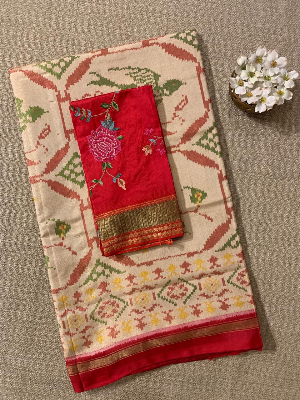 Twill Weave  Patan Patola Tissue Saree