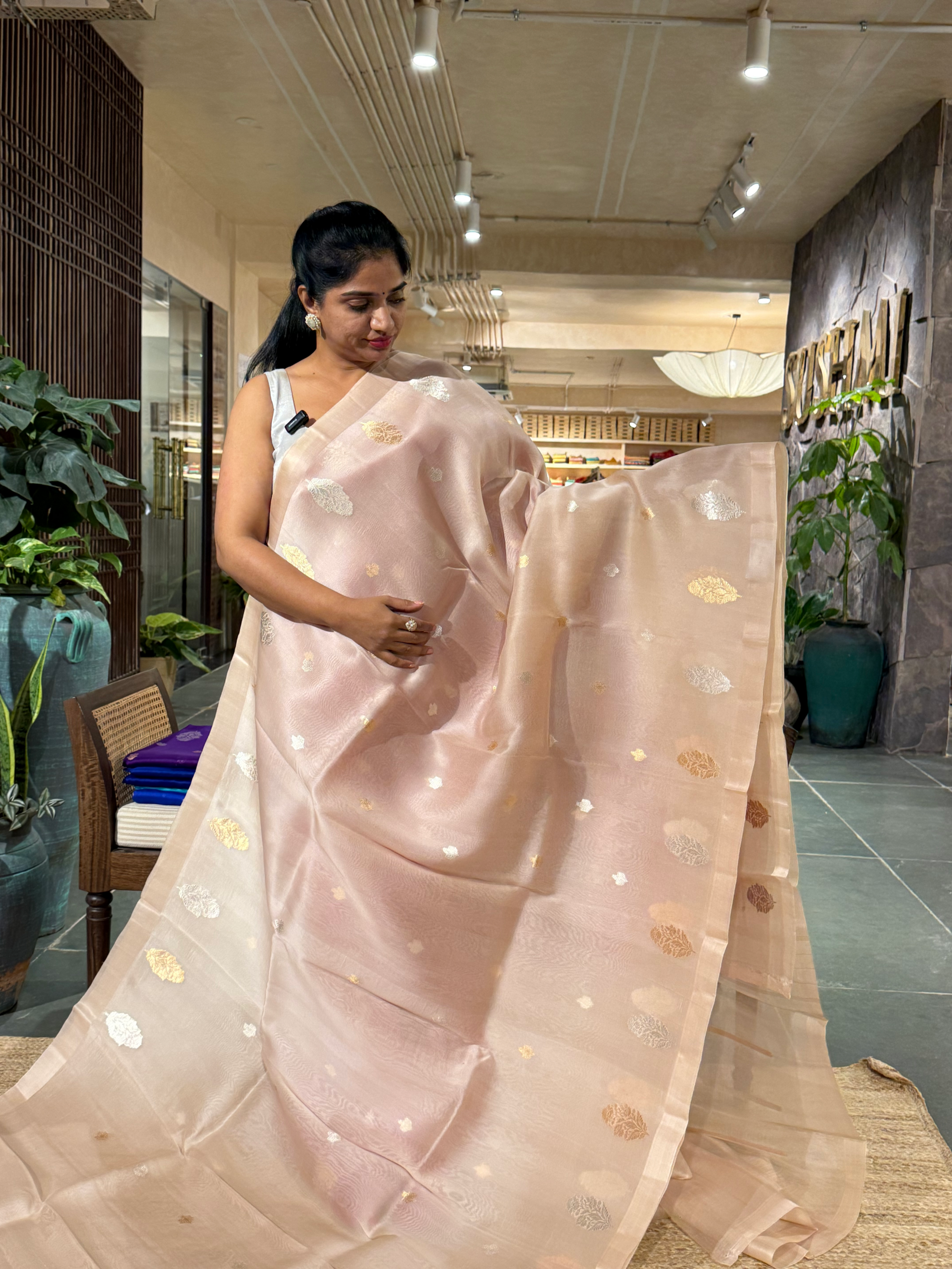 Beige Kora Banarasi Handloom Silk Saree with Sona Rupa Kaduwa Weaving