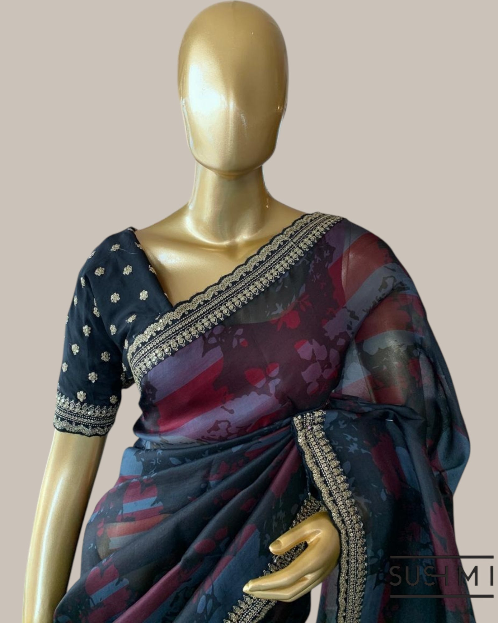 Printed Pure Tussar Saree with sabyasachi borders and blouse  Price : 16999inr 1