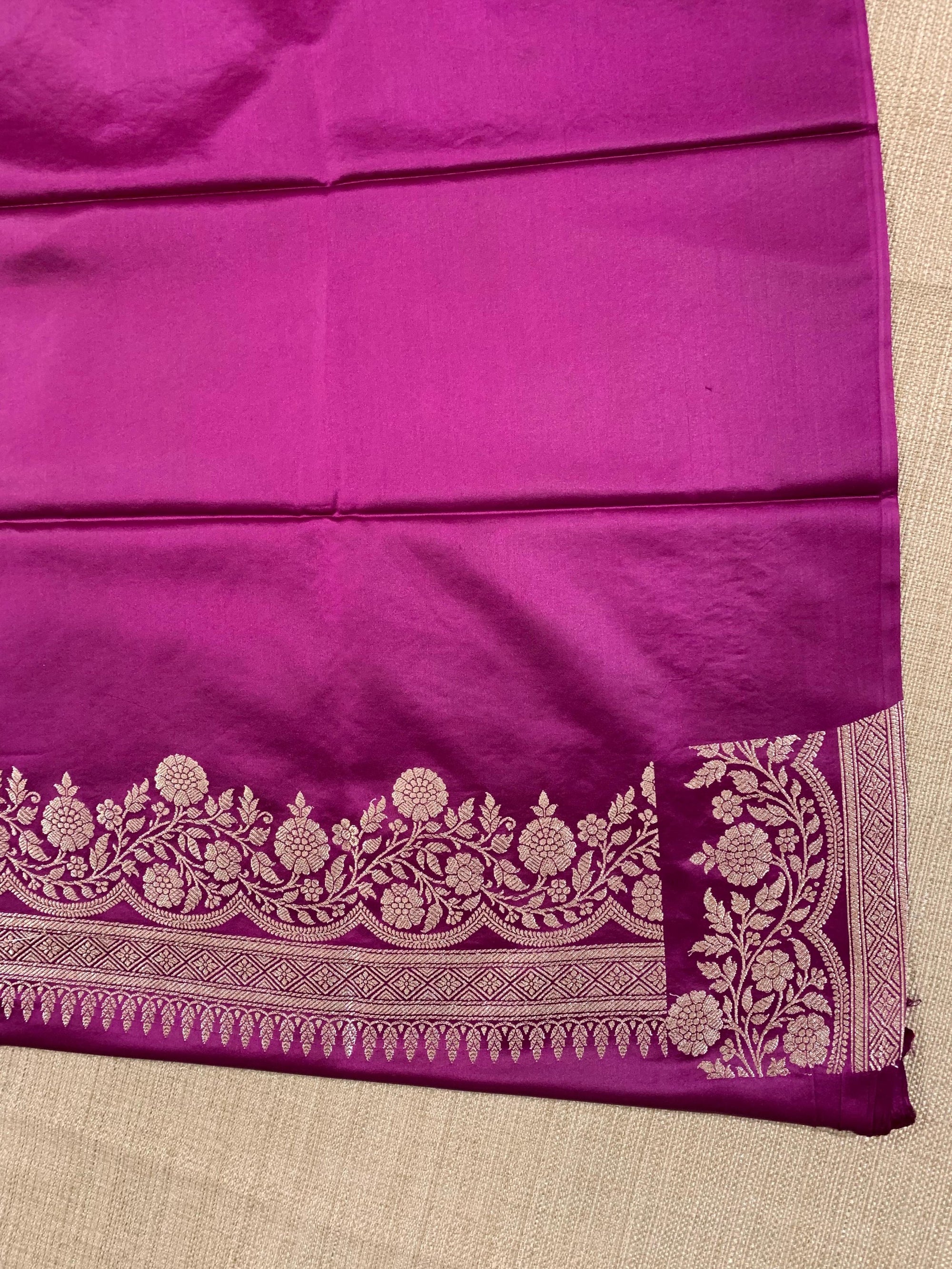 SMSSA226  Wine Mashru Silk Saree With Scallop Border