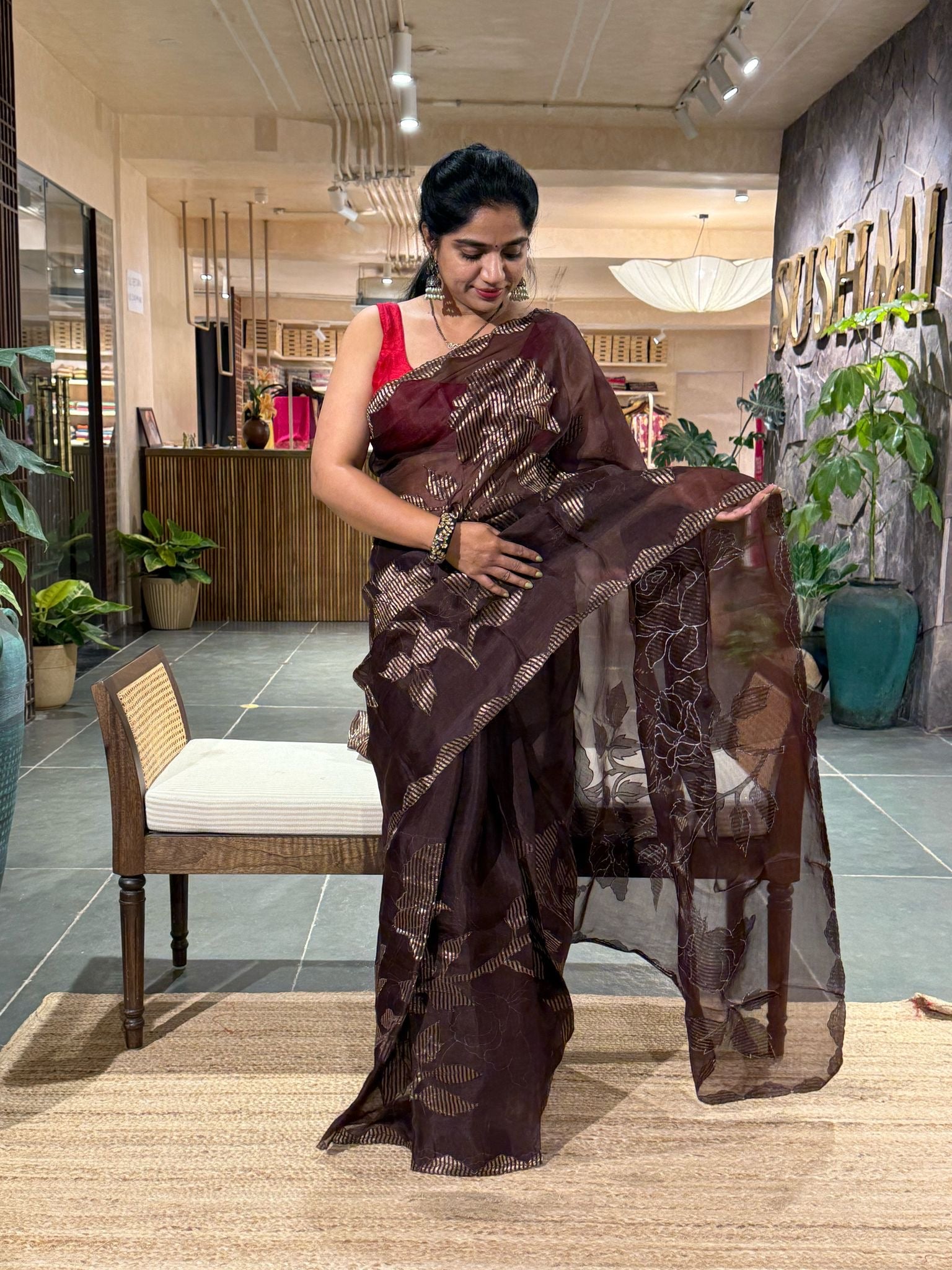 Pure Organza Silk Saree with Kora Tissue stripes