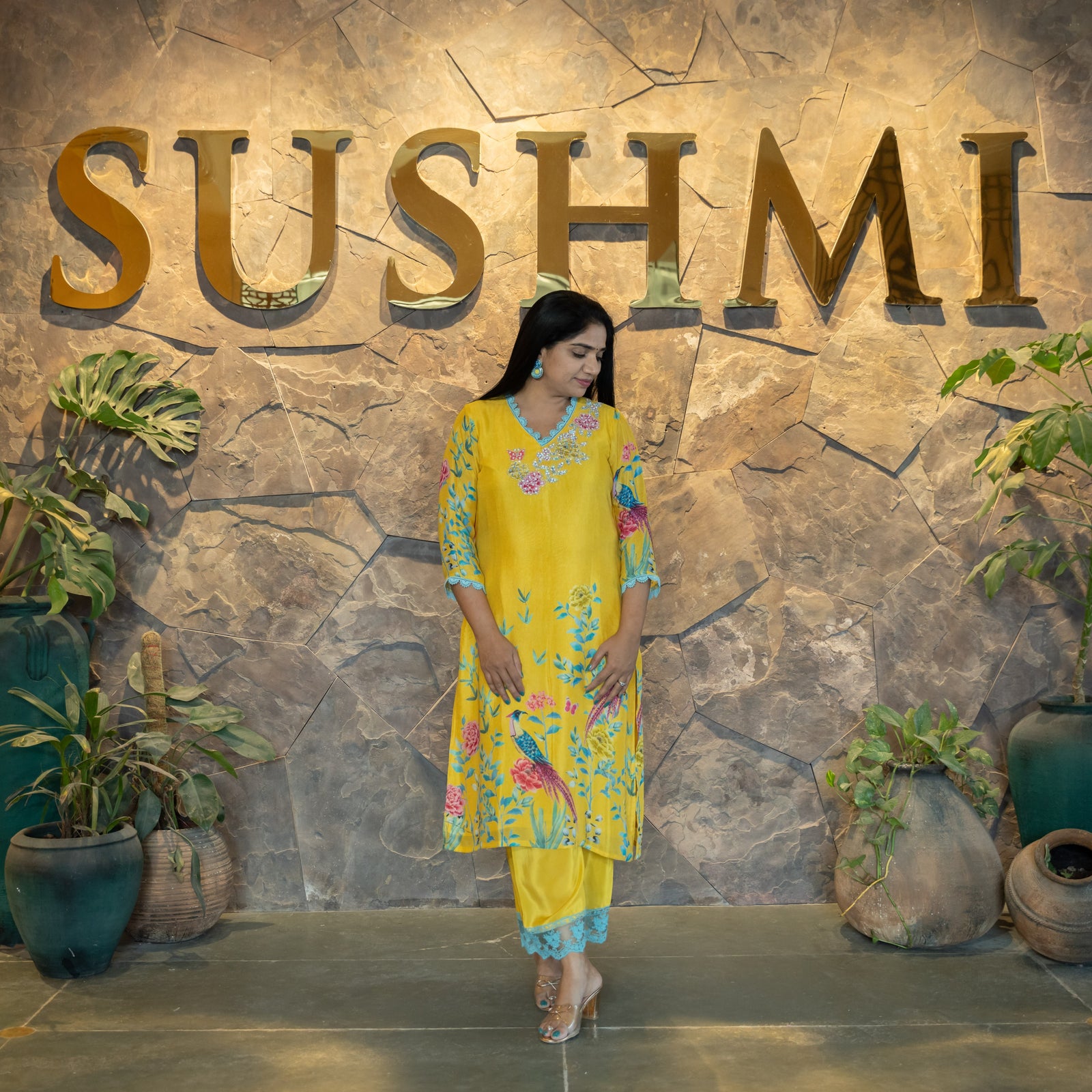 Chinnon printed Coordset with handwork