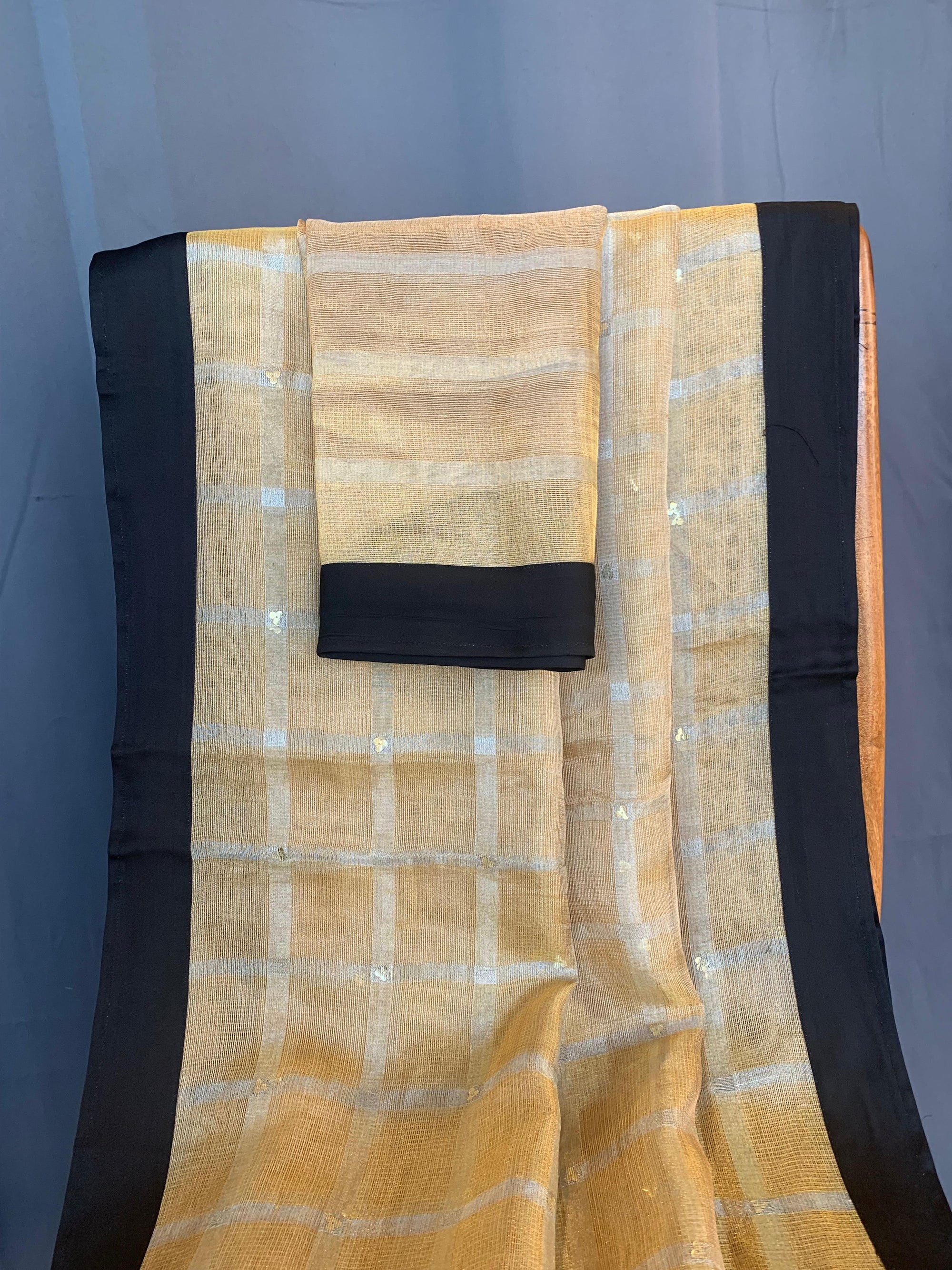 Designer Gold tissue saree with kanchi petite point work blouse