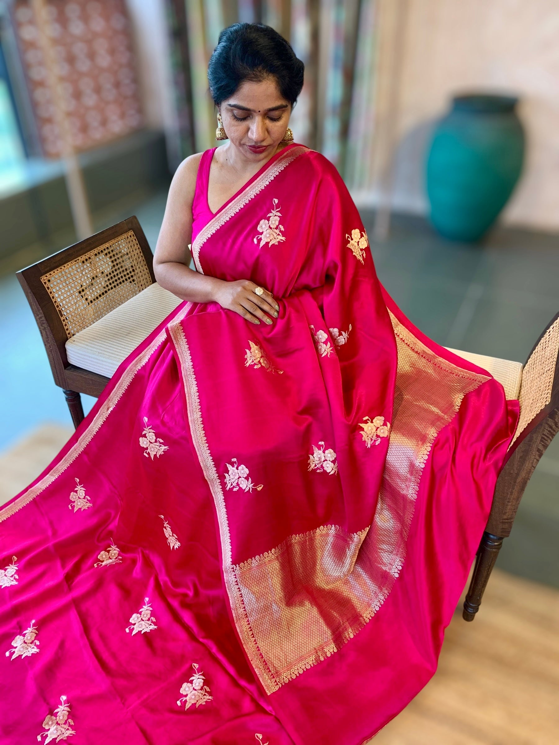 Pink Designer Mashru Silk Saree