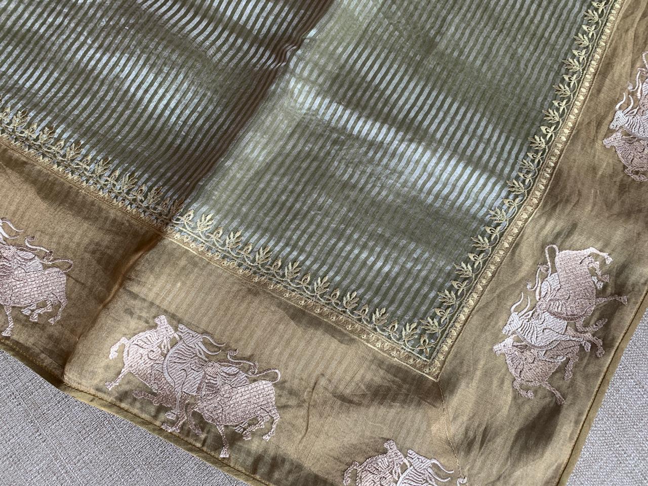 Tissue Stripes Saree with Nandi Border & Tissue Petite Point Blouse