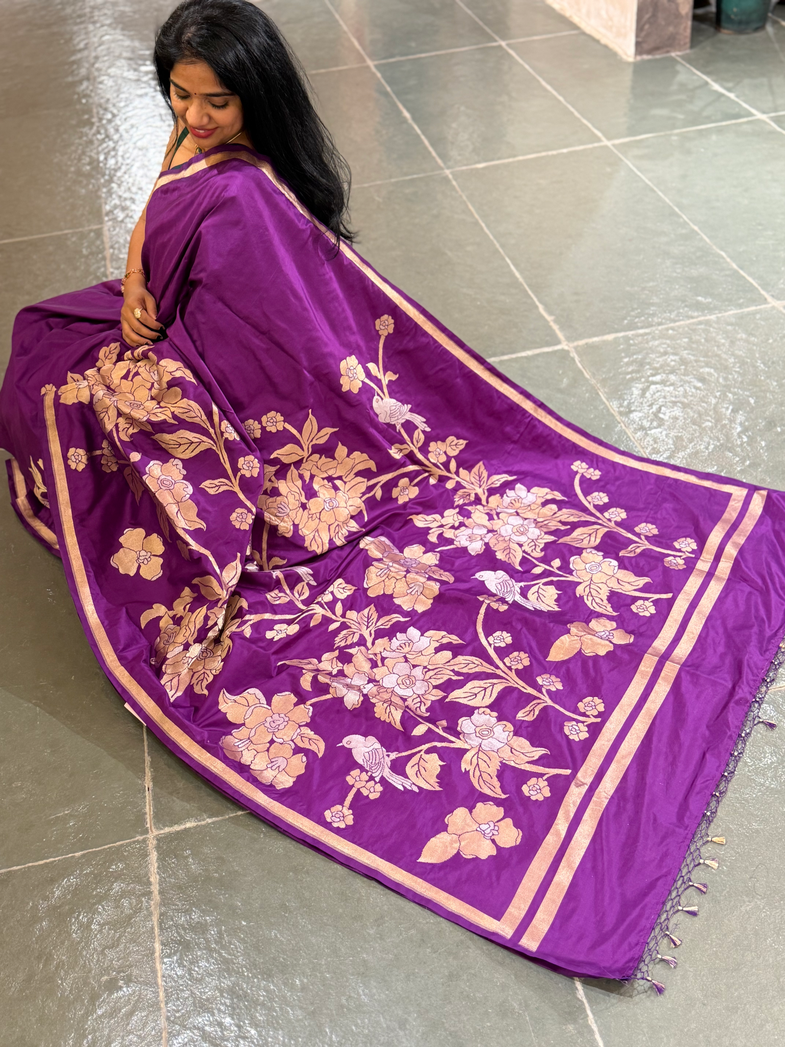 Majenta Designer Banarasi Silk Saree