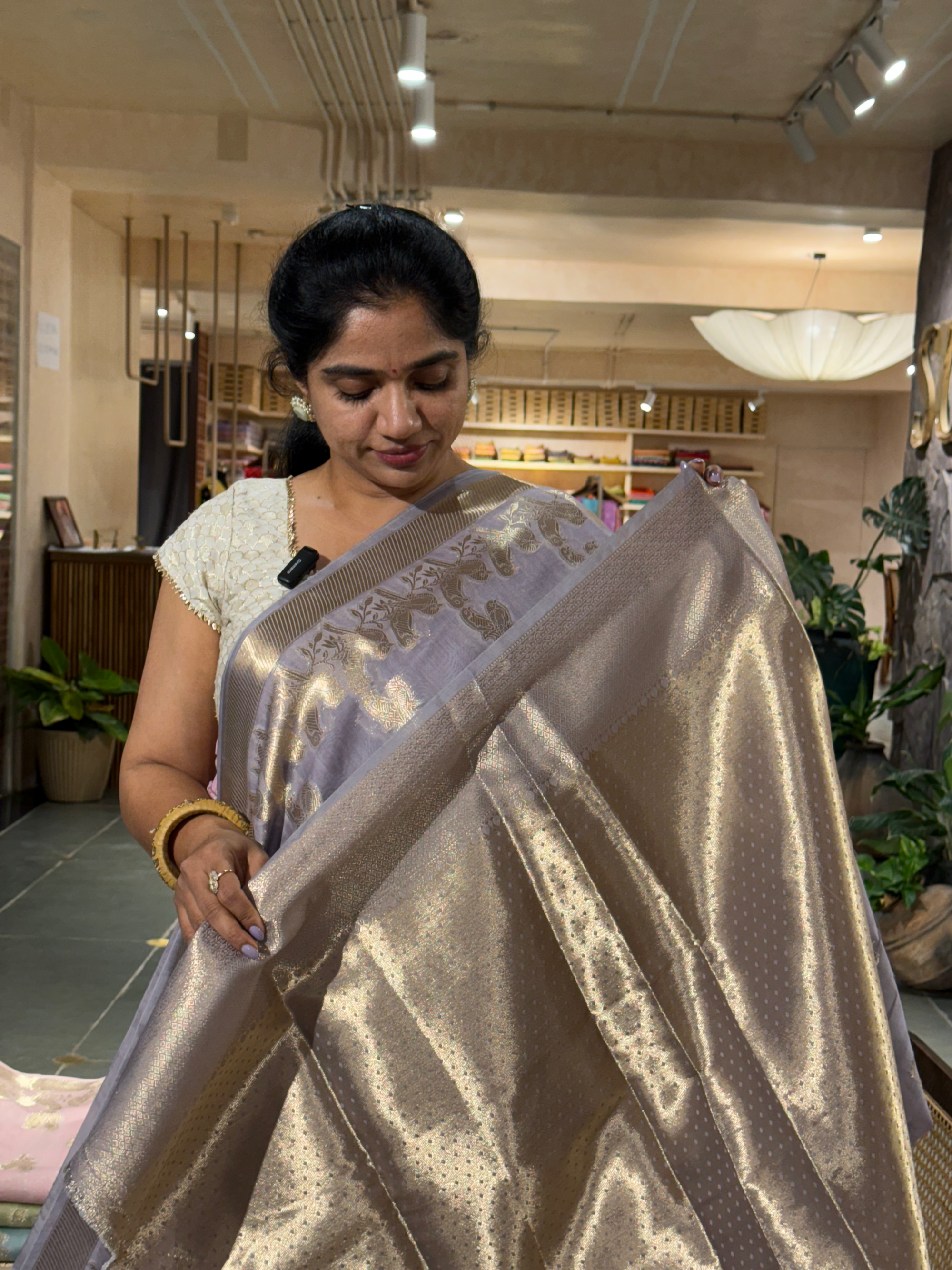 BMSA1403 Dusty Violet  Banaras mul silk Cotton allover love birds weaving  Saree