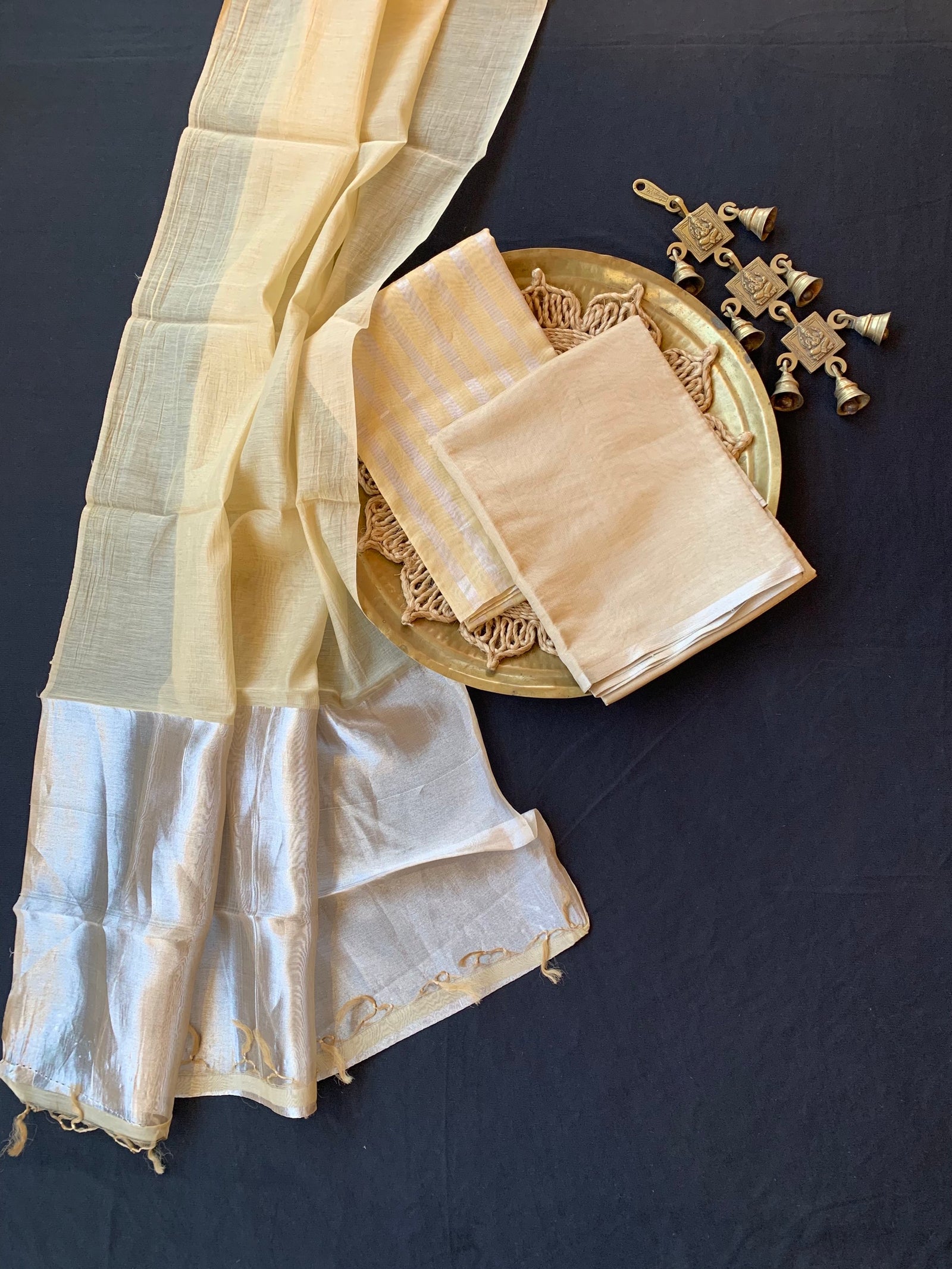 Pastel Yellow 3 pc Banarasi Tissue Suit Set
