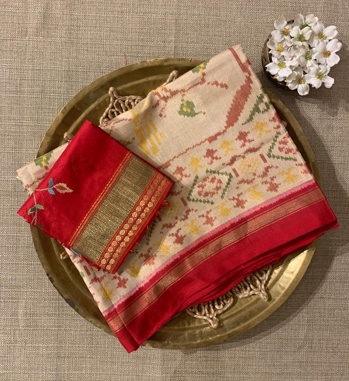 Twill Weave  Patan Patola Tissue Saree