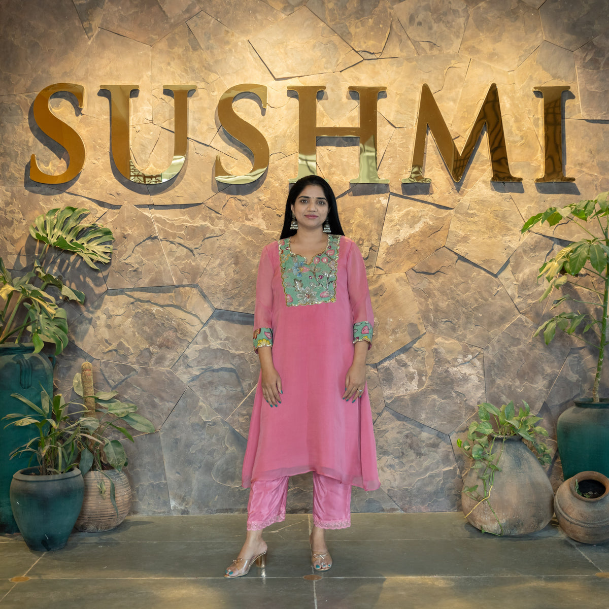 Organza and Pen Kalamkari Fusion Coordset