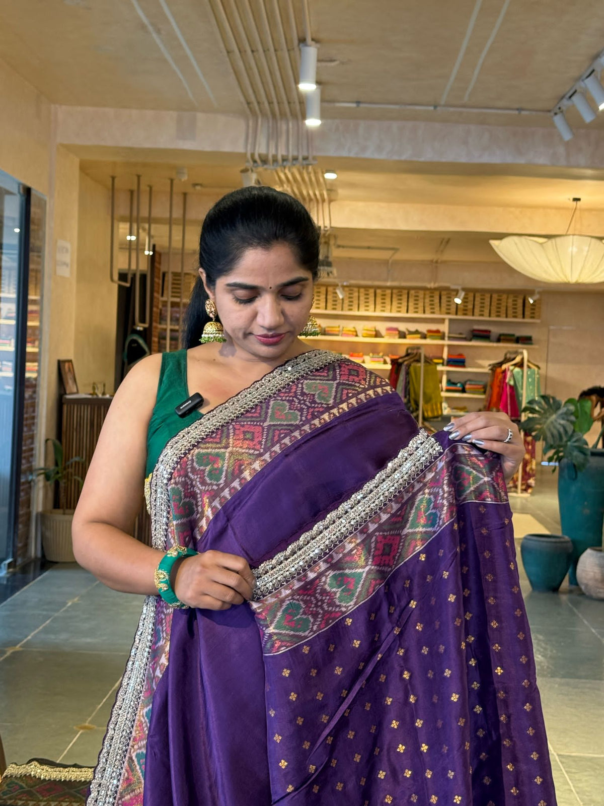 S2305: Tussar silk saree with Patola borders and Sabhyasachi-style