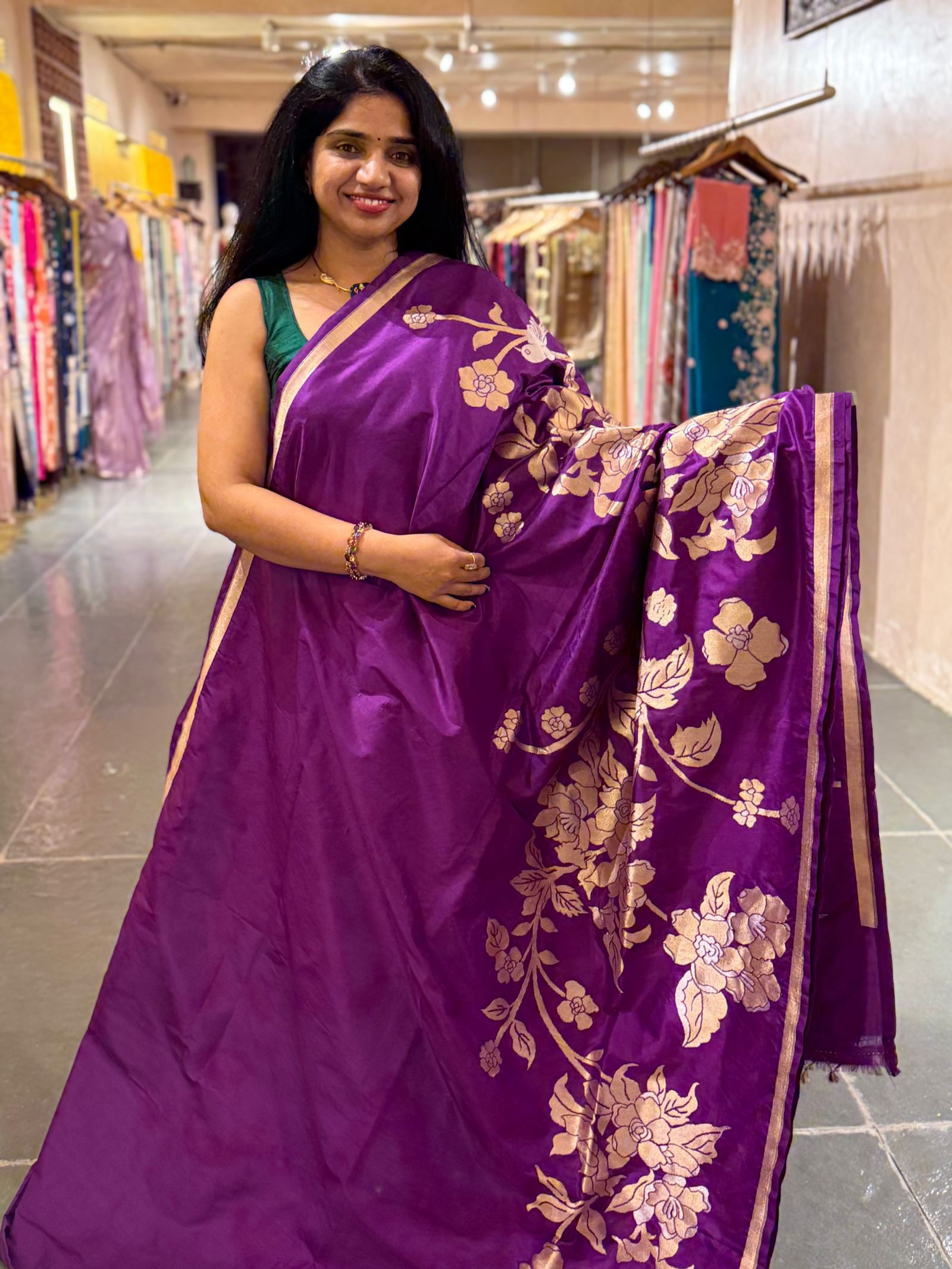 Majenta Designer Banarasi Silk Saree
