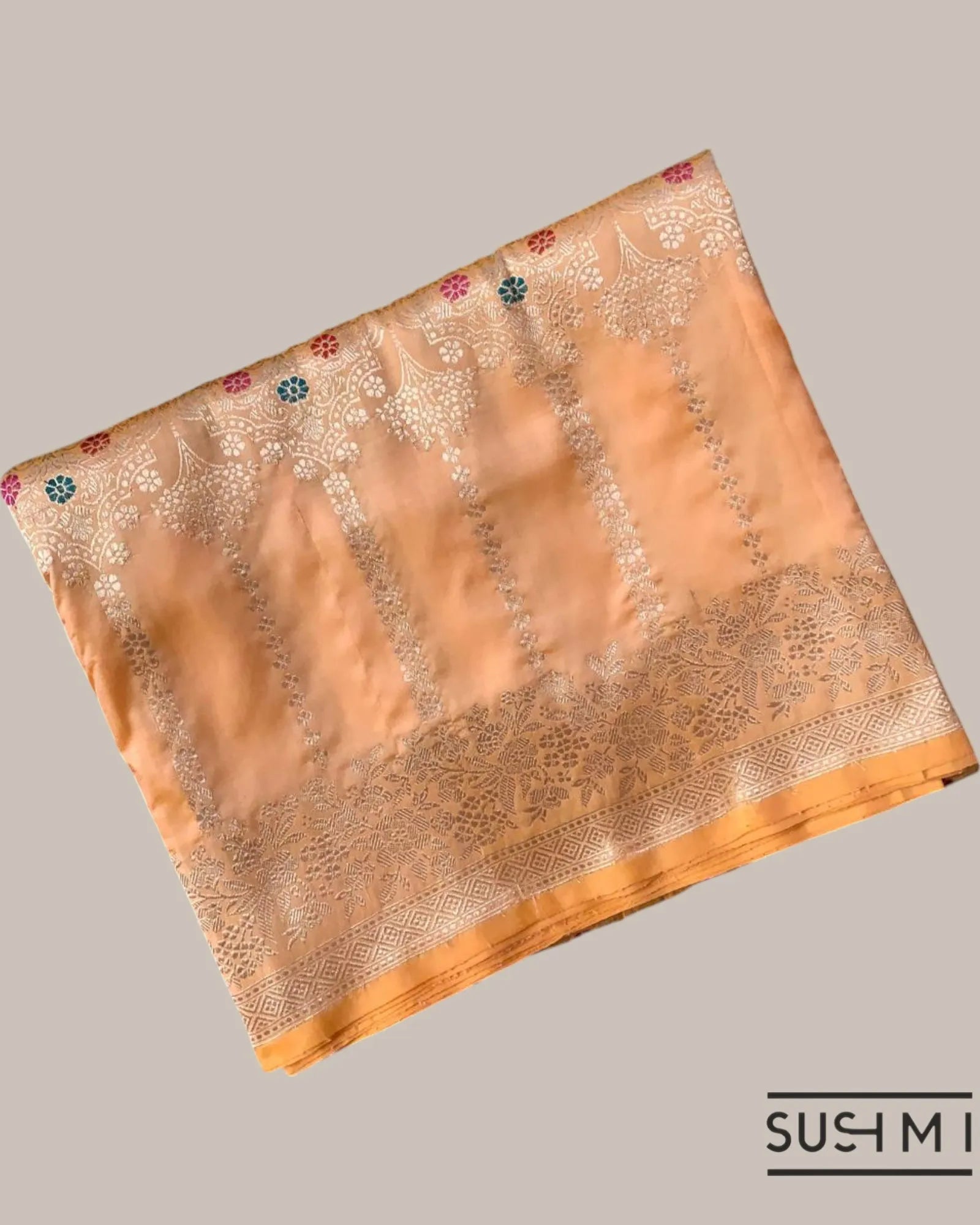 Peach Deisgner Banarasi Katan Silk Saree