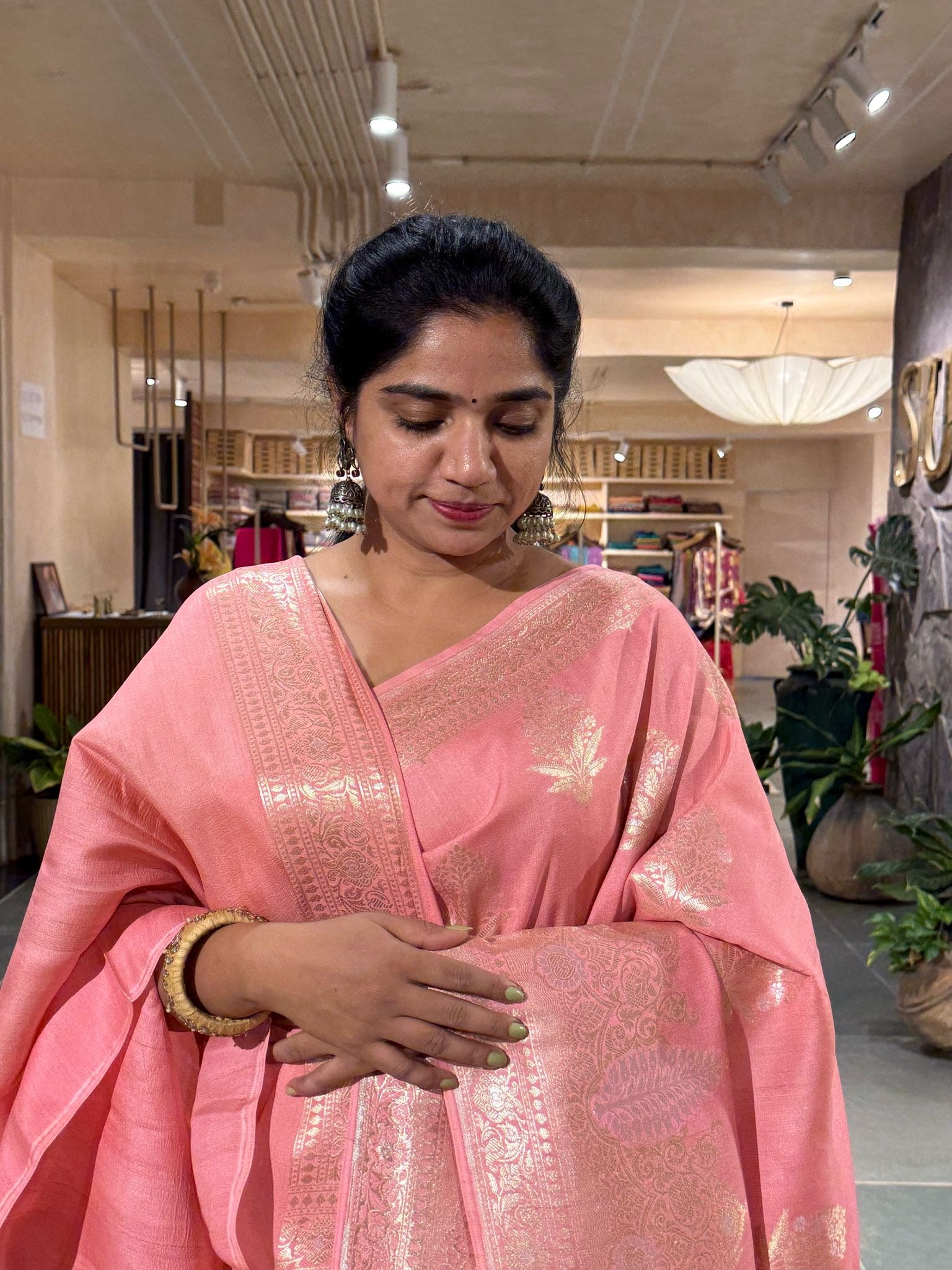 Pure Handloom Banarasi Tussar gorgette Saree