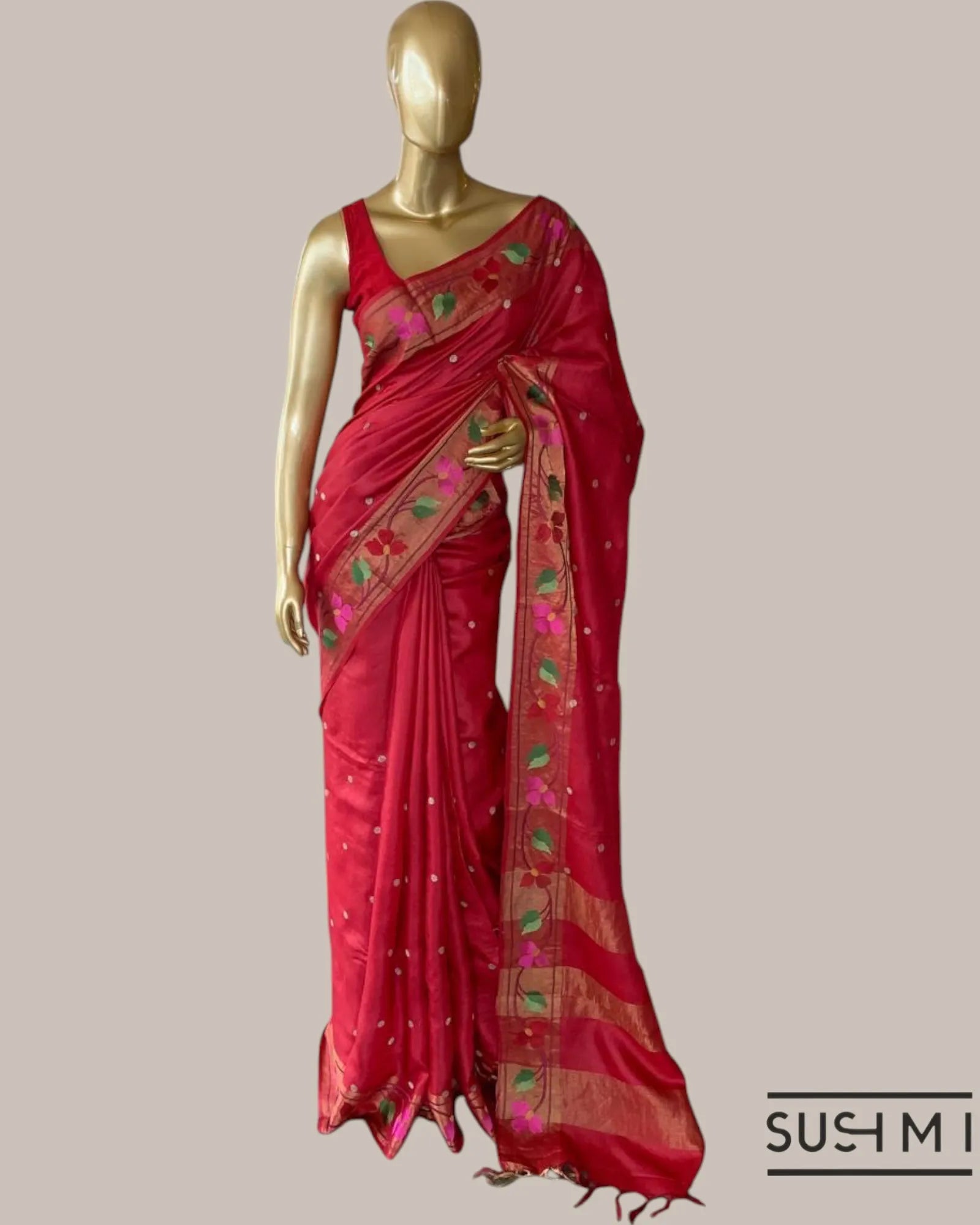 REd tussar silk
