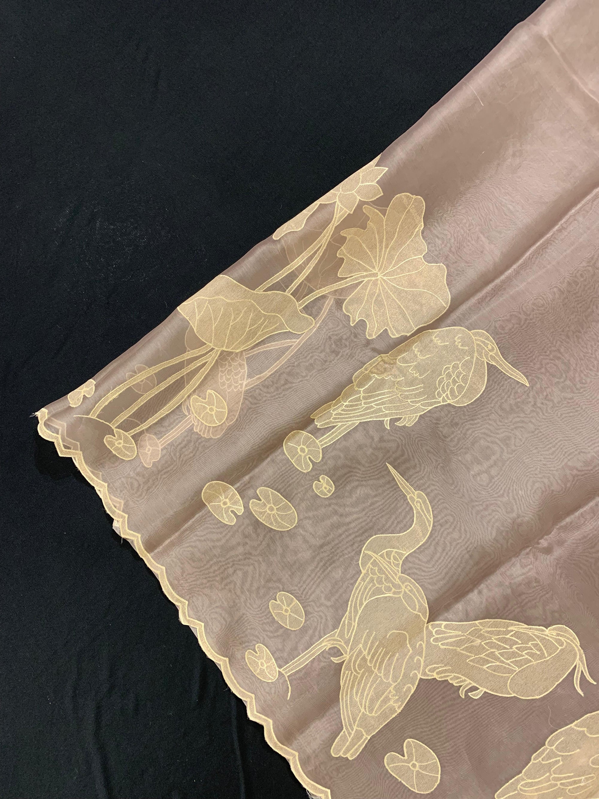 Mauve  Pure Organza Designer Saree with Allover Tissue Applique Embroidery