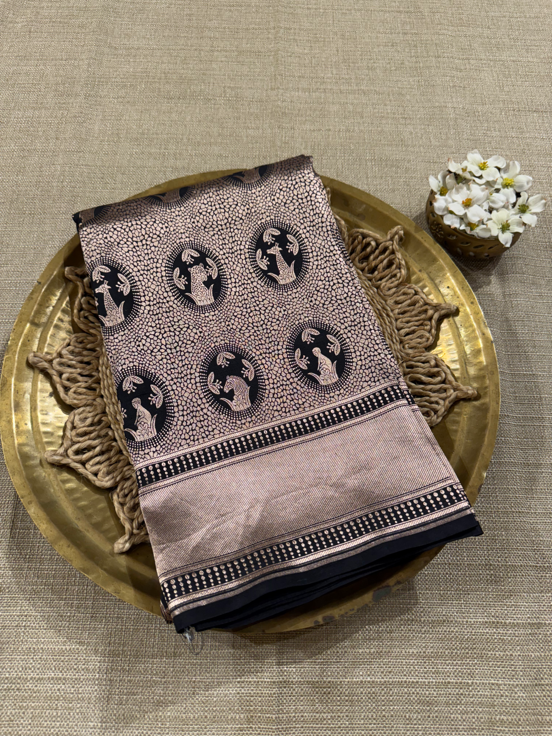SBBSA706 : Banarasi Katan Soft Drape Brocade  Silk  Saree with Animal motifs