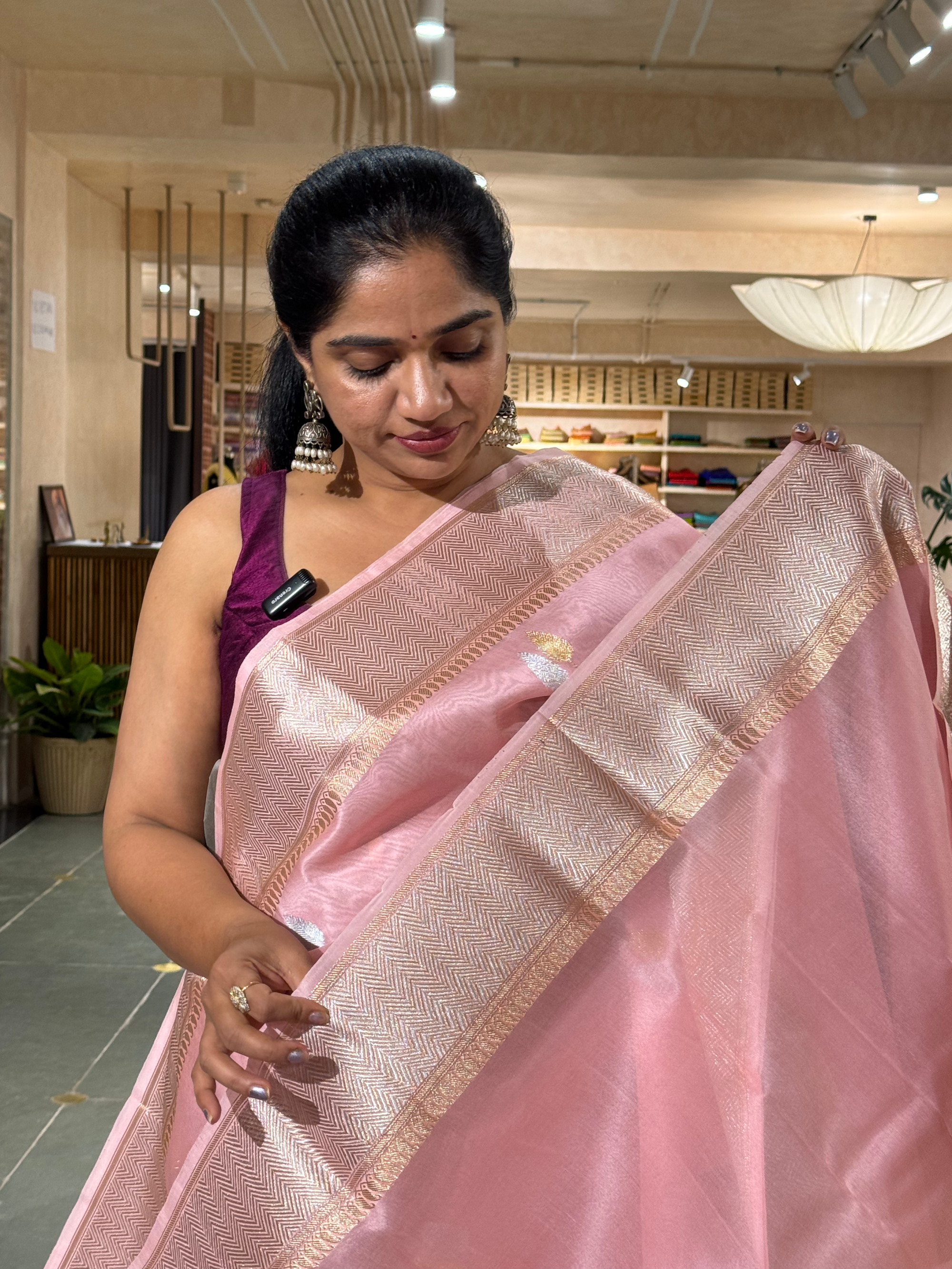 Pastel Neon Pink Premium  Kora Banarasi Silk Saree with kaduwa weaving : KBSM13