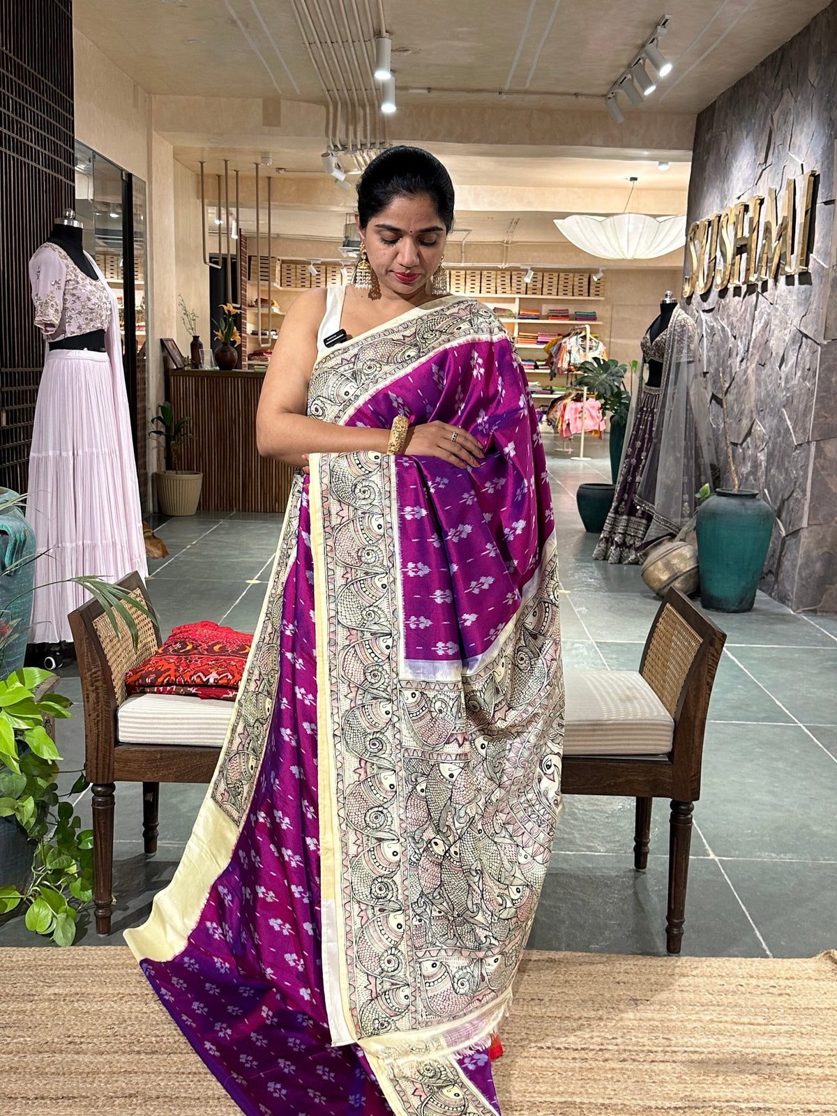 Patola with Madhubhani handpainted border pallu and Blouse