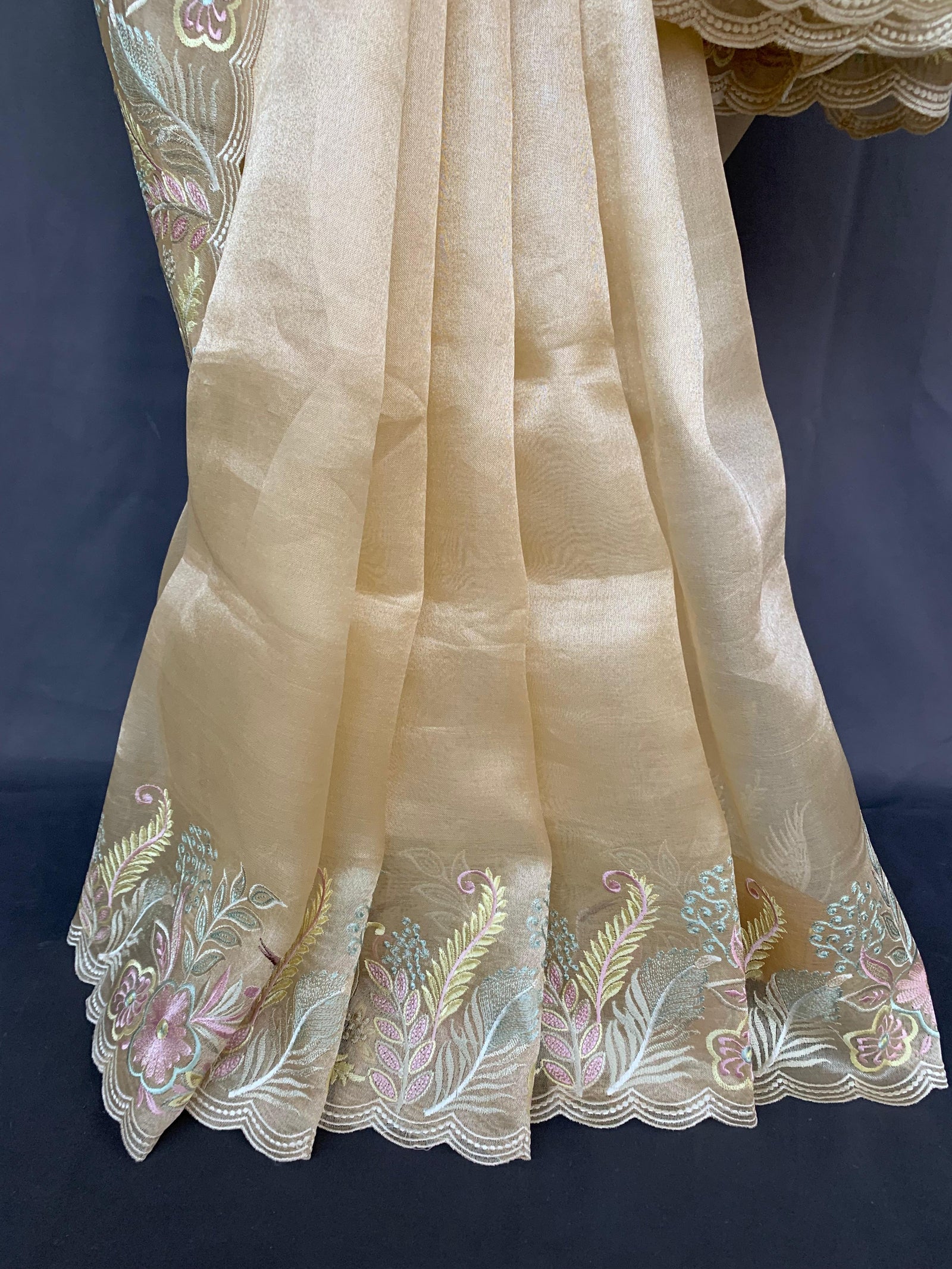 Pastel Yellow Pure Tissue with stunning embroidery