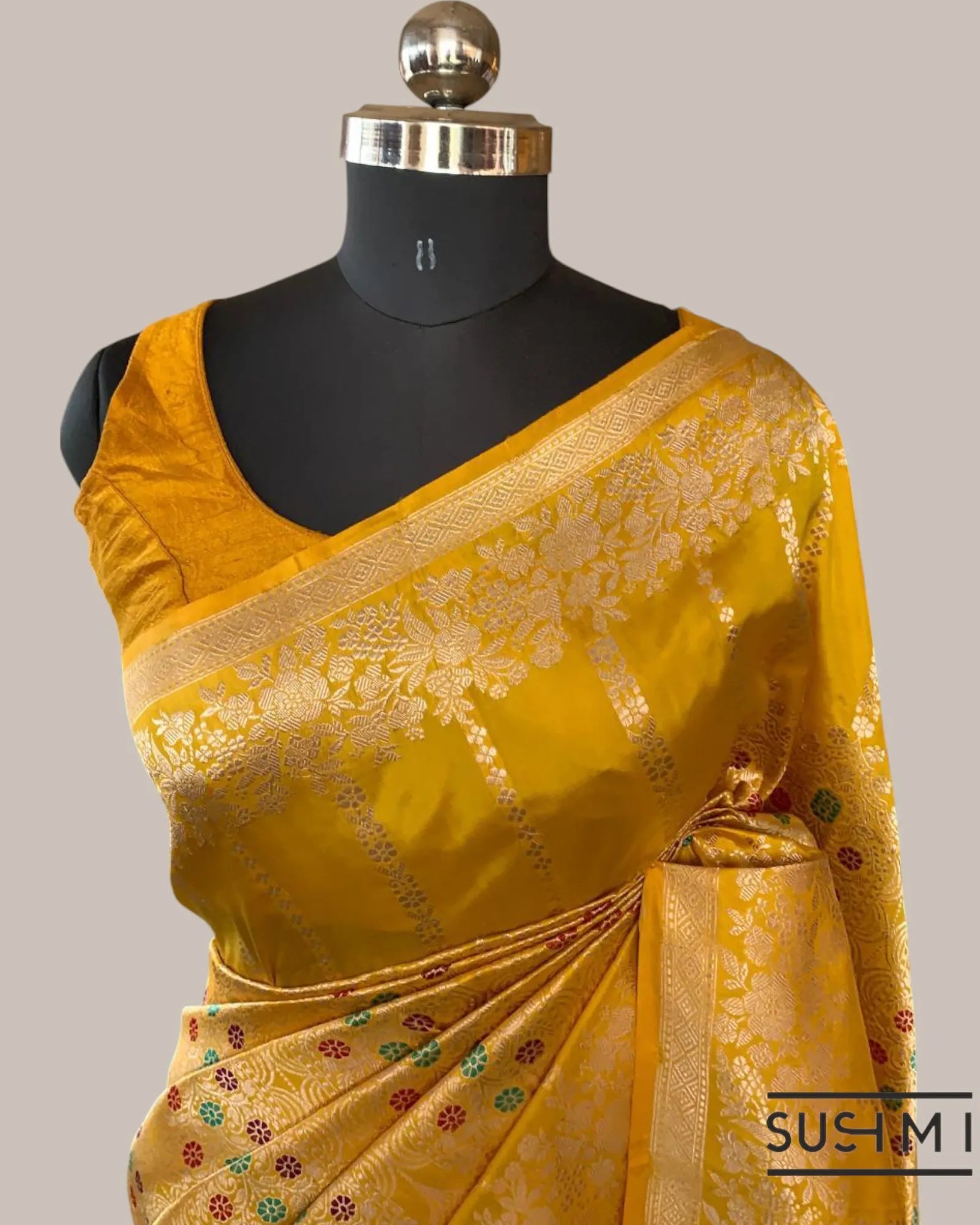 Mangoe Yellow Deisgner Banarasi Katan Silk Saree