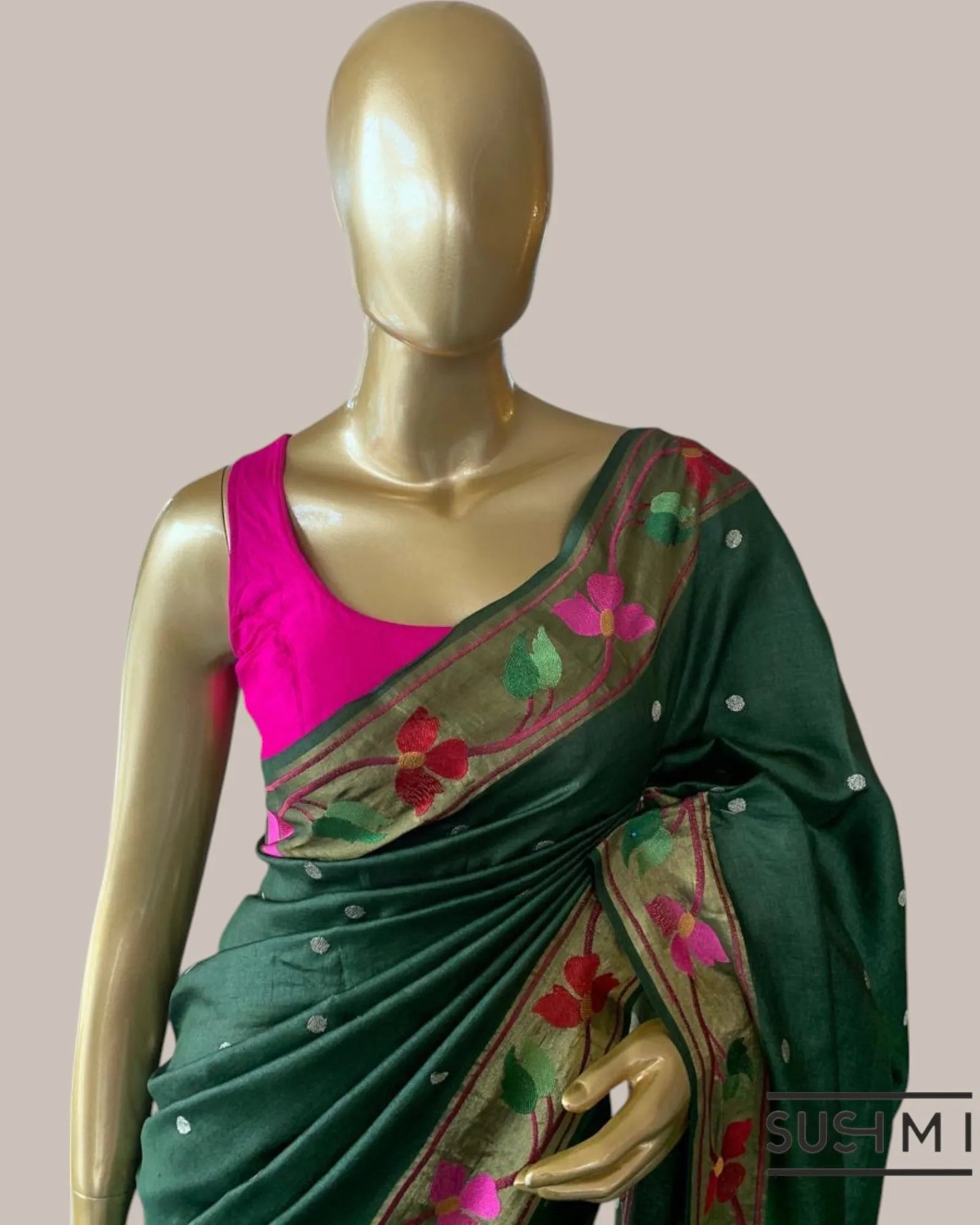 Green tussar silk