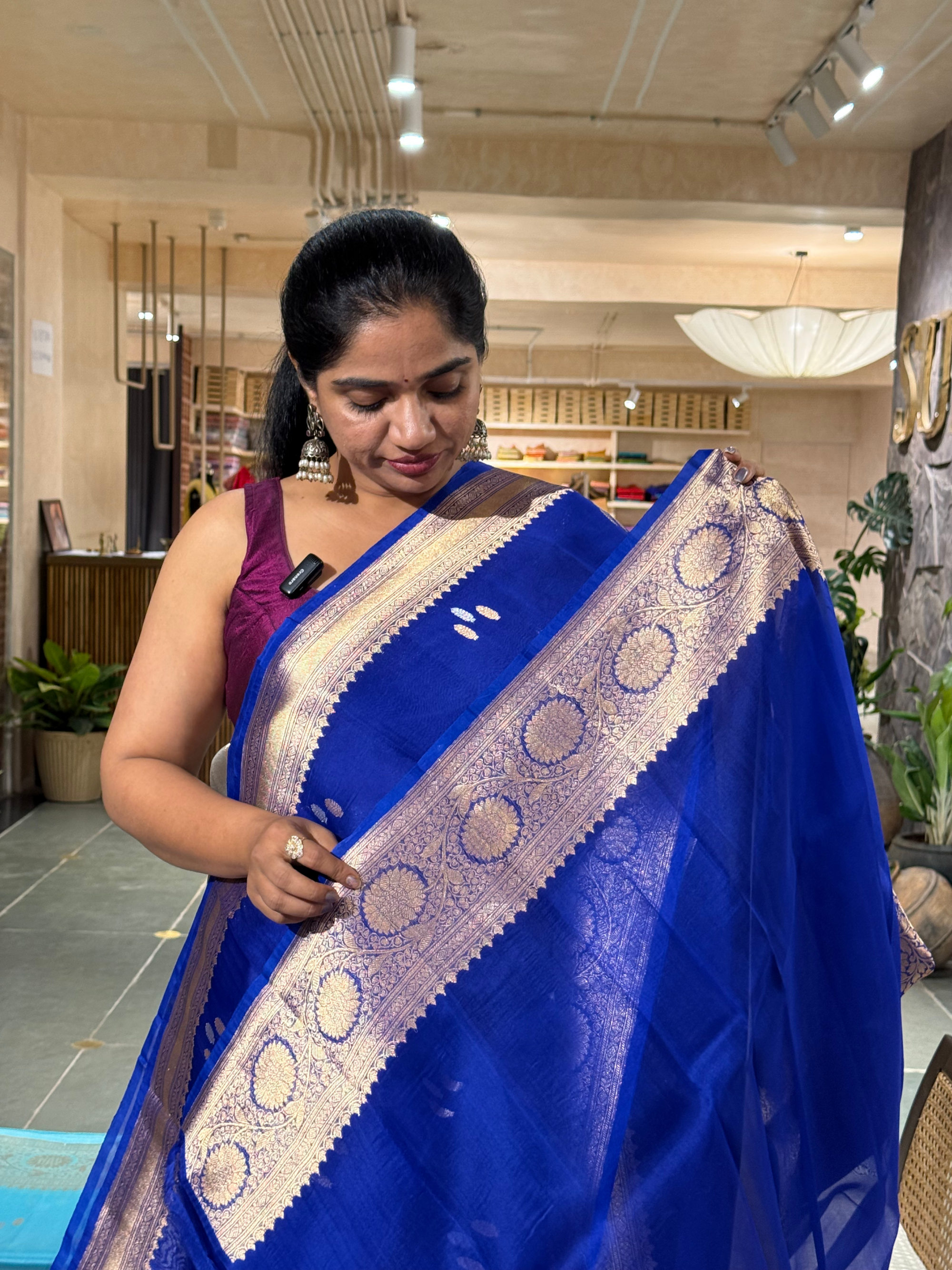 Royal Blue Premium  Kora Banarasi Silk Saree with kaduwa weaving : KBSM13