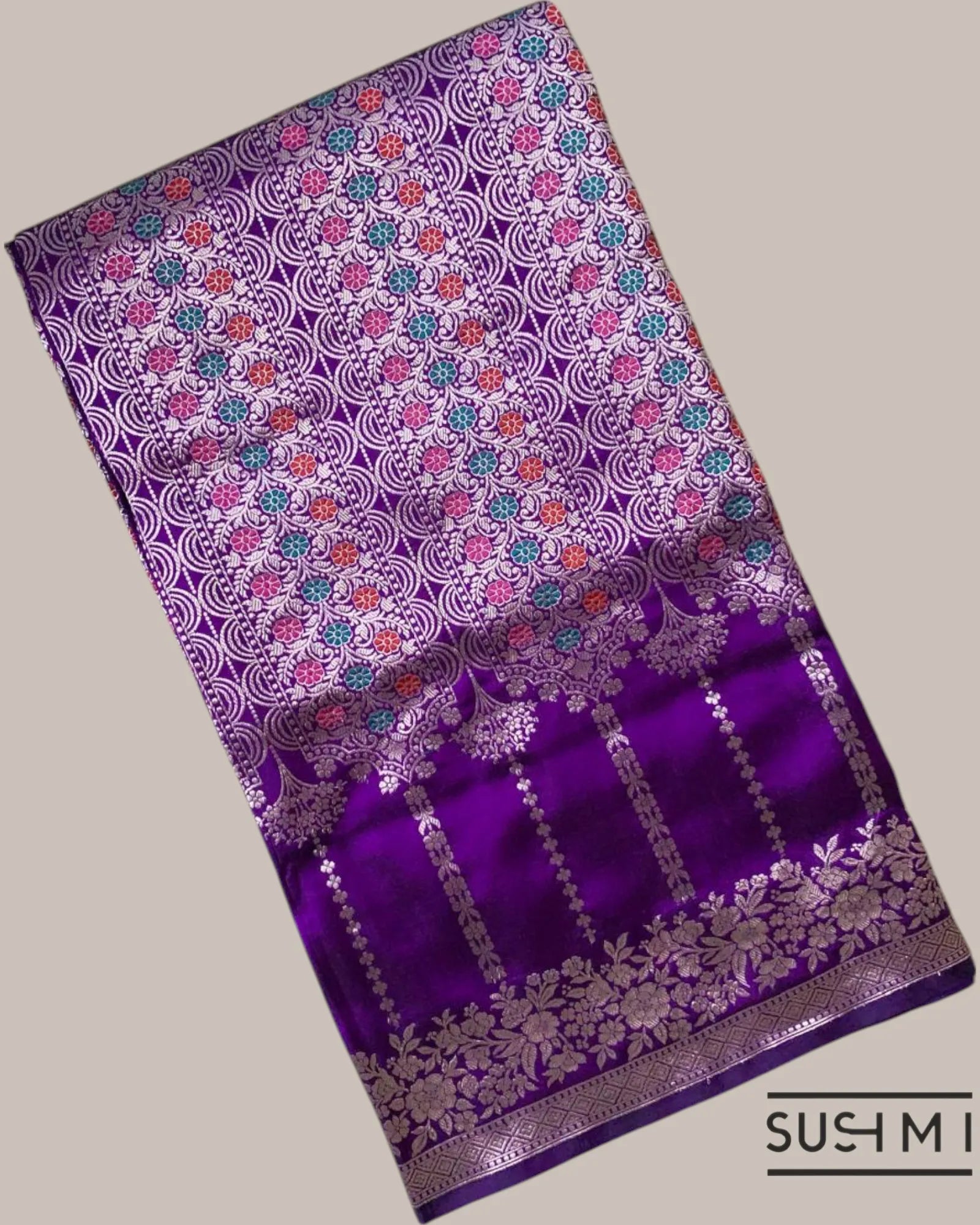 Brinjal Deisgner Banarasi Katan Silk Saree