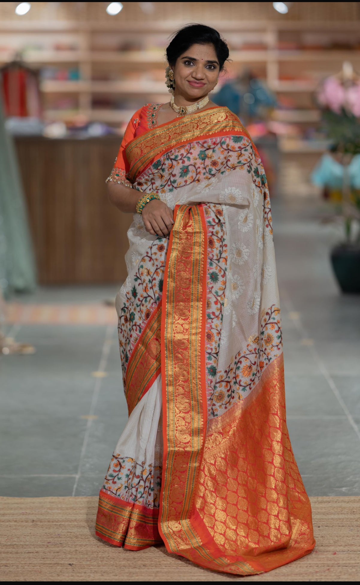 Kota Gadwal with handmade Chikankari and kalamkari fusion