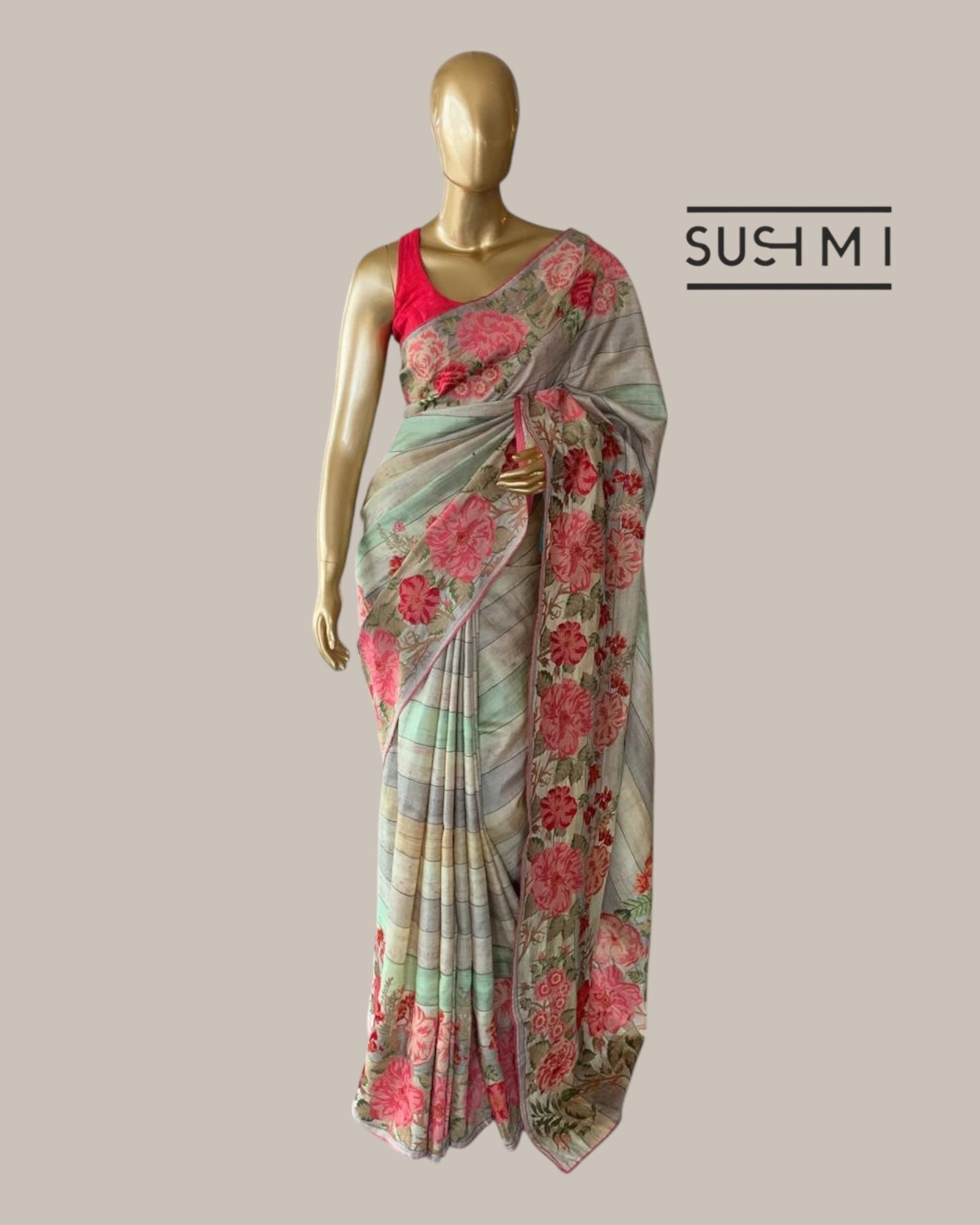Designer Tussar Saree with Heavy Petite Point Embroidered Border