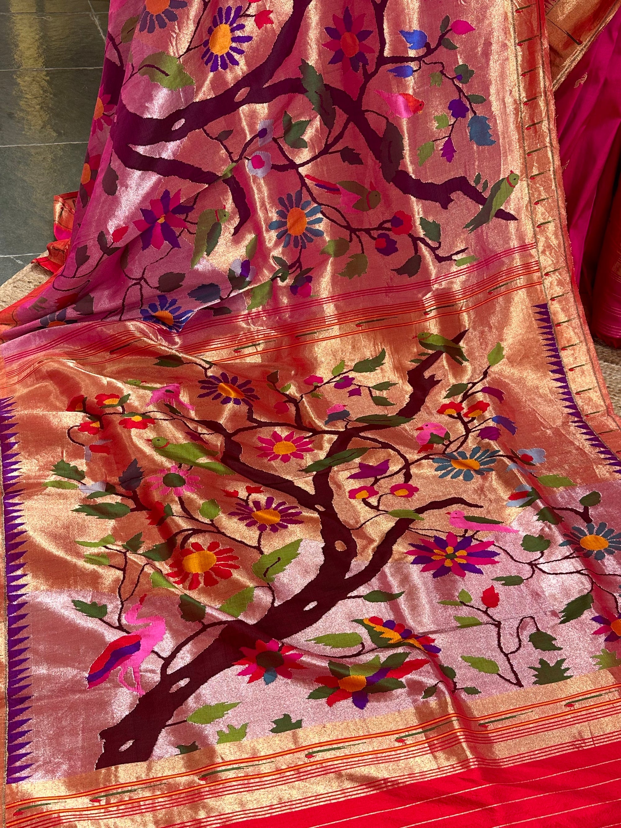 Light Pink Tissue Allover Pure Handloom Paithani Saree