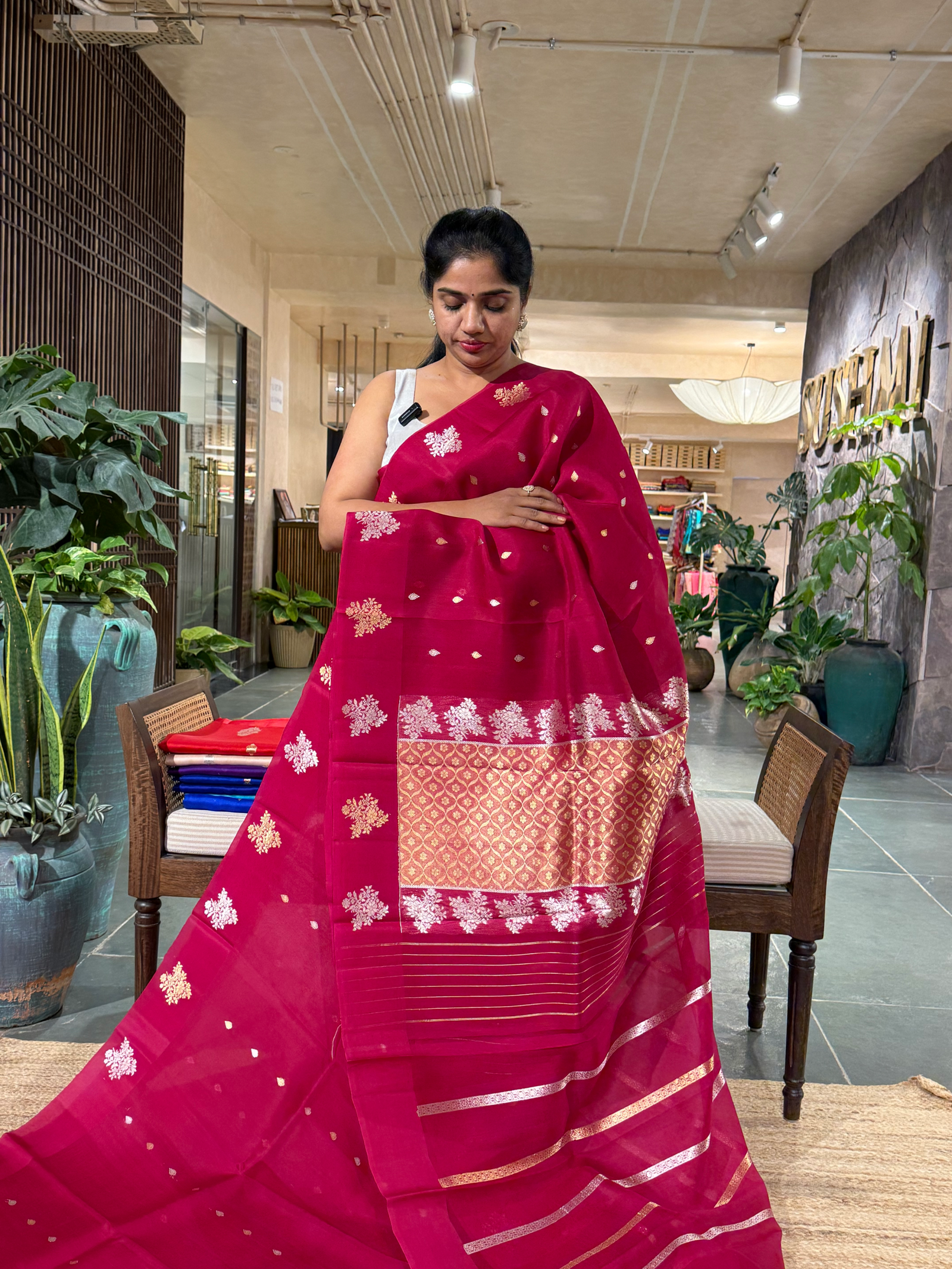 Beetroot Pink Beige Kora Banarasi Handloom Silk Saree with Sona Rupa Kaduwa Weav