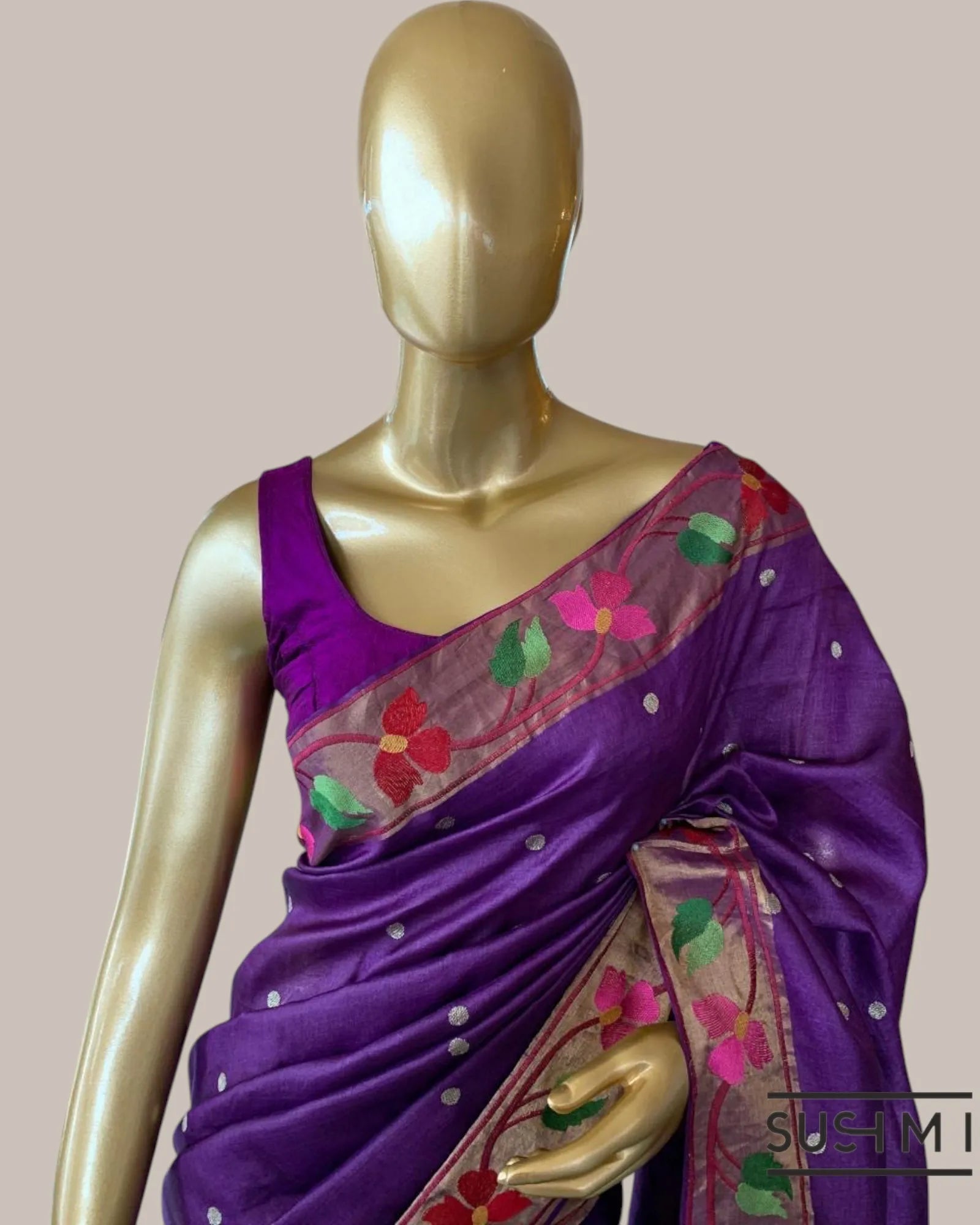 Brinjal tussar silk