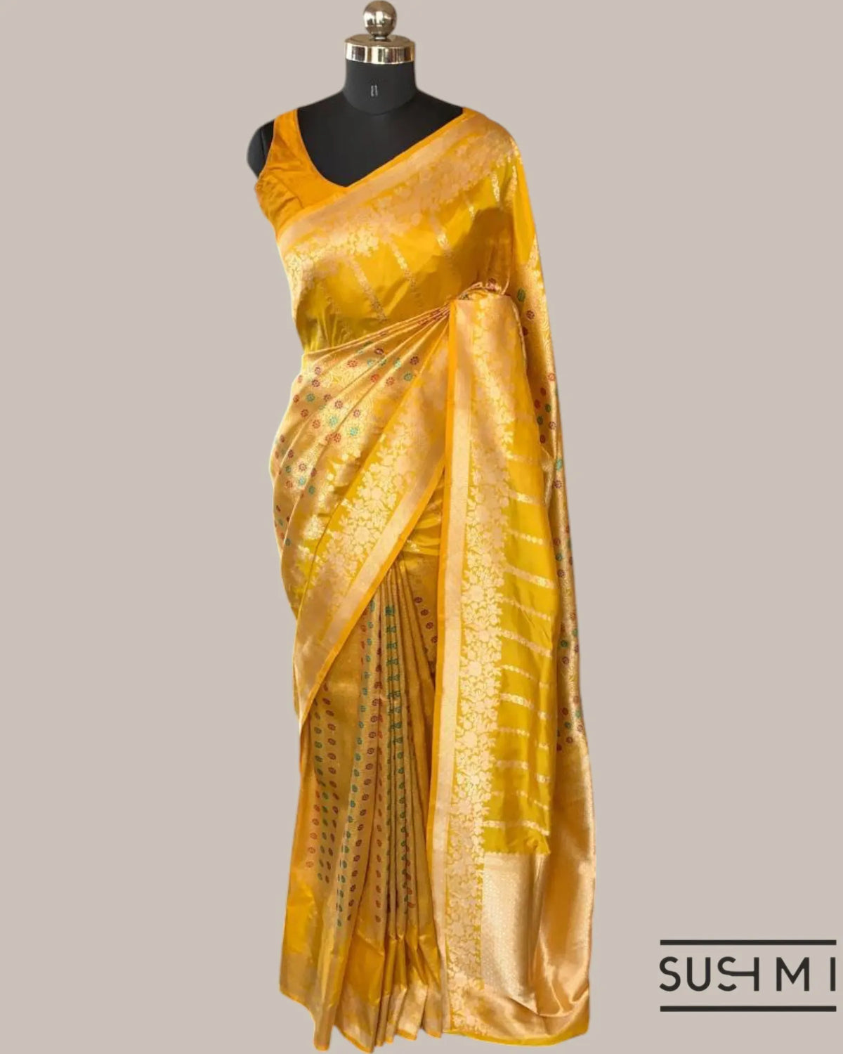 Mangoe Yellow Deisgner Banarasi Katan Silk Saree