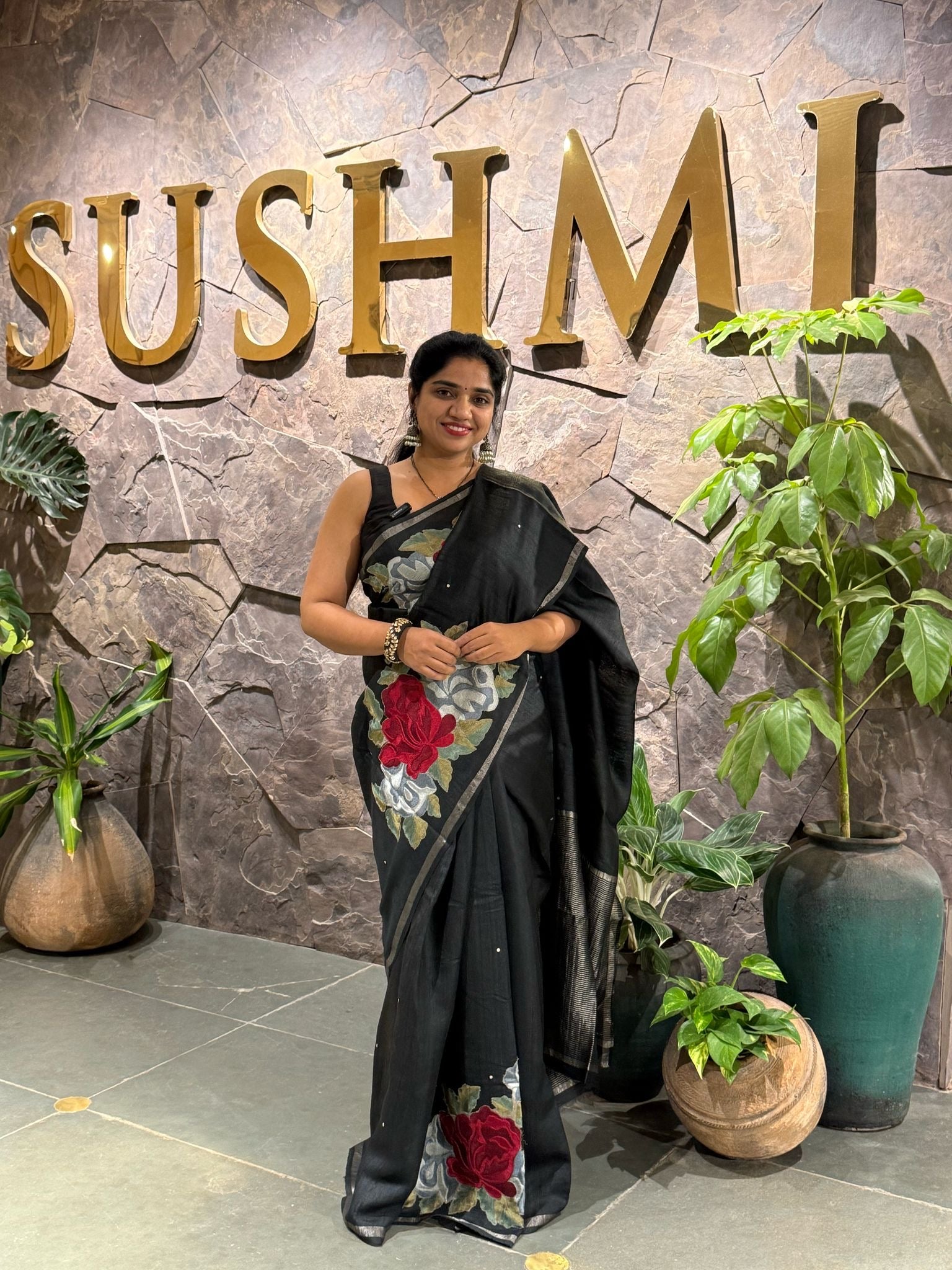 Matka Tussar Handwoven Saree with checks pattern