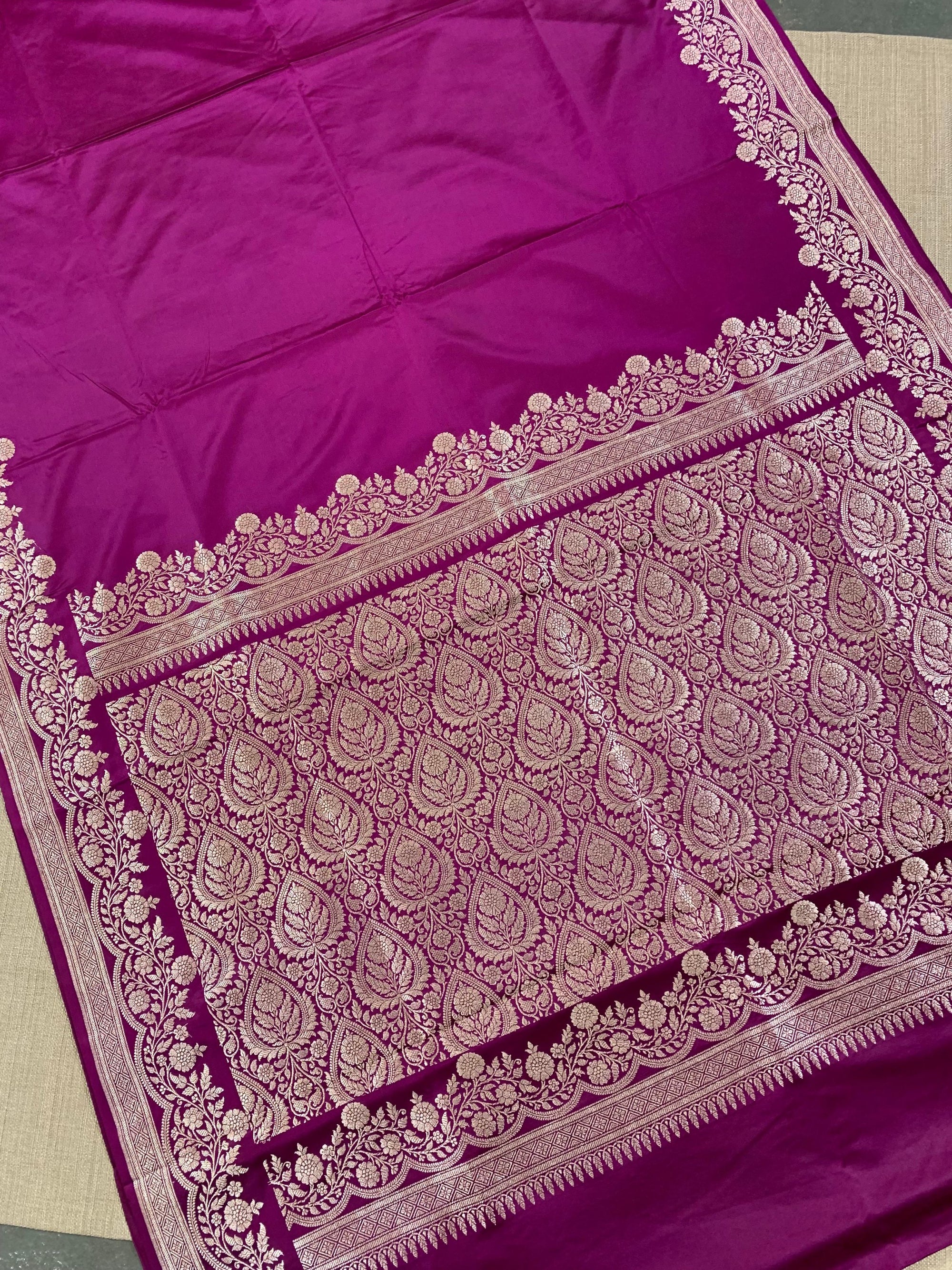 SMSSA226  Wine Mashru Silk Saree With Scallop Border