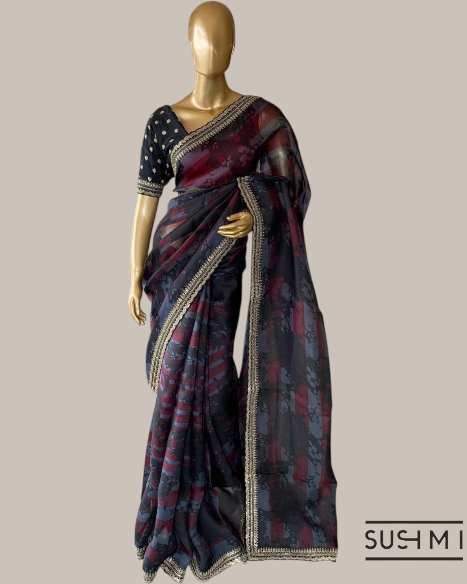 Printed Pure Tussar Saree with sabyasachi borders and blouse  Price : 16999inr 1