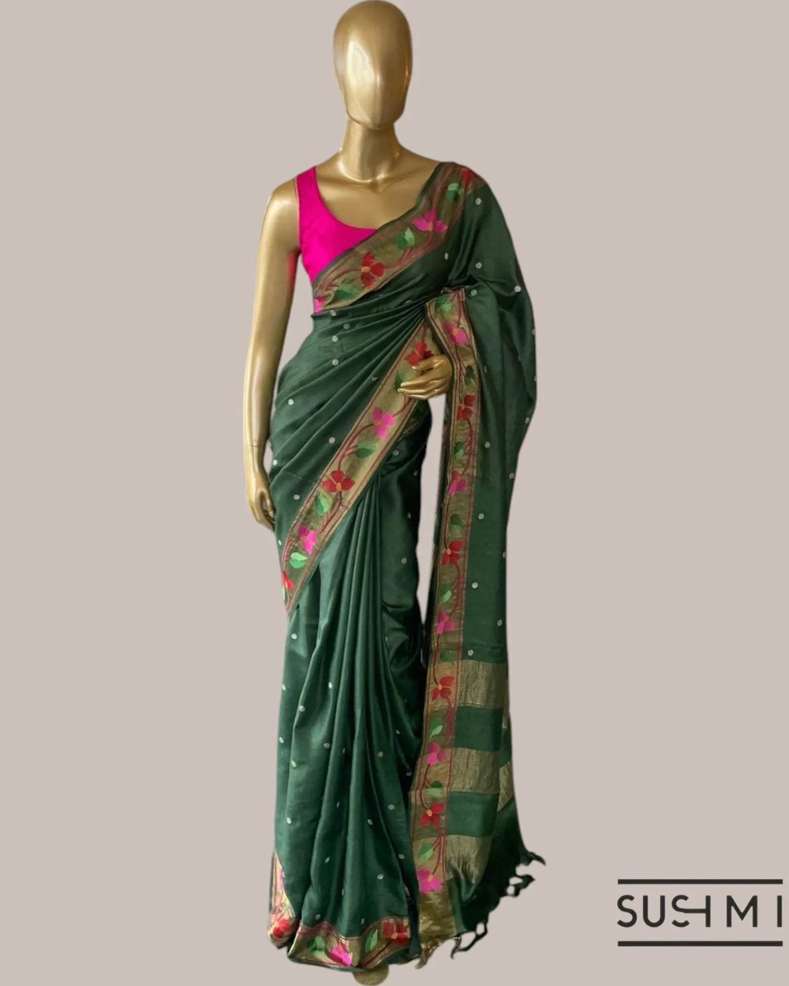 Green tussar silk