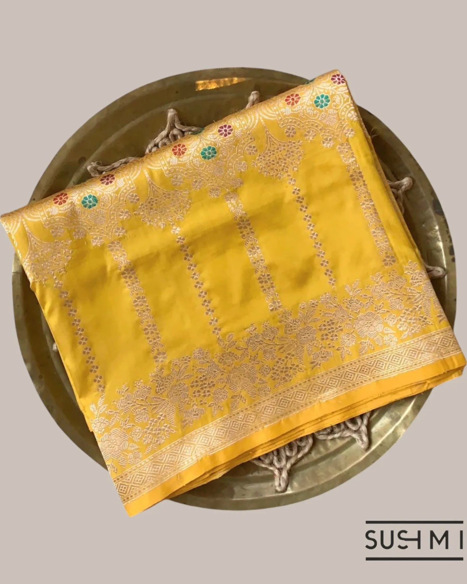 Mangoe Yellow Deisgner Banarasi Katan Silk Saree