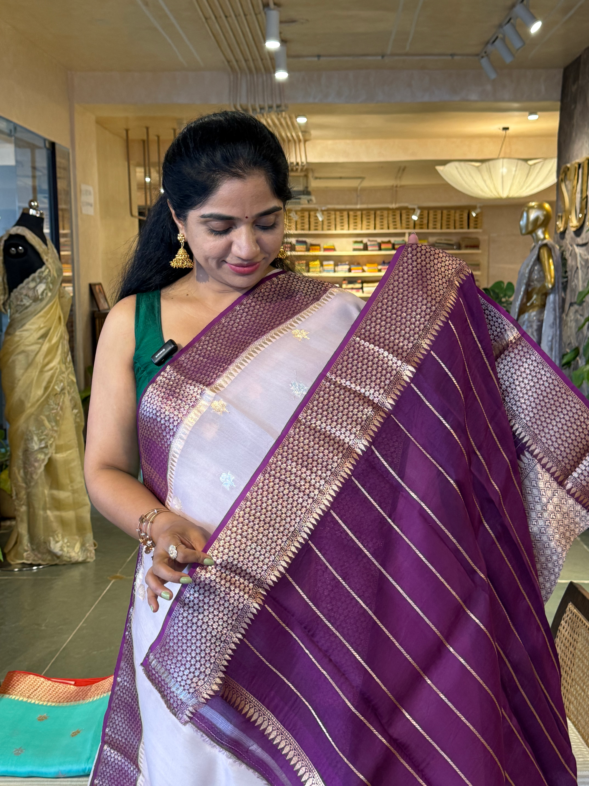 Baby Pink & Wine  Combo Kora Banarasi  Saree with kaduwa Weaving by