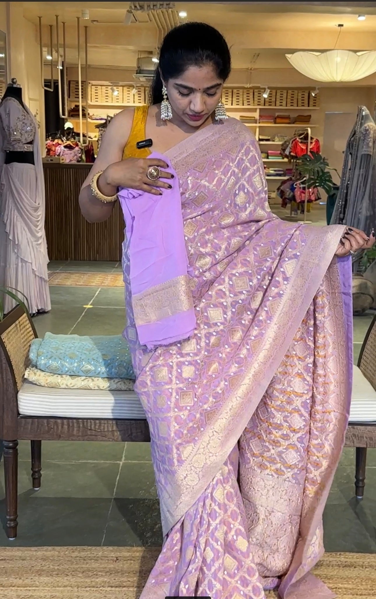 Lilac Banarasi Bandhini Gorgette