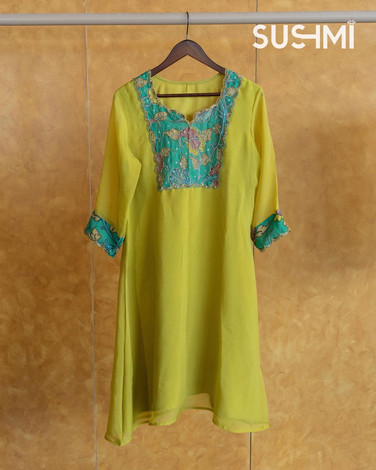 Organza and Pen Kalamkari Fusion Coordset