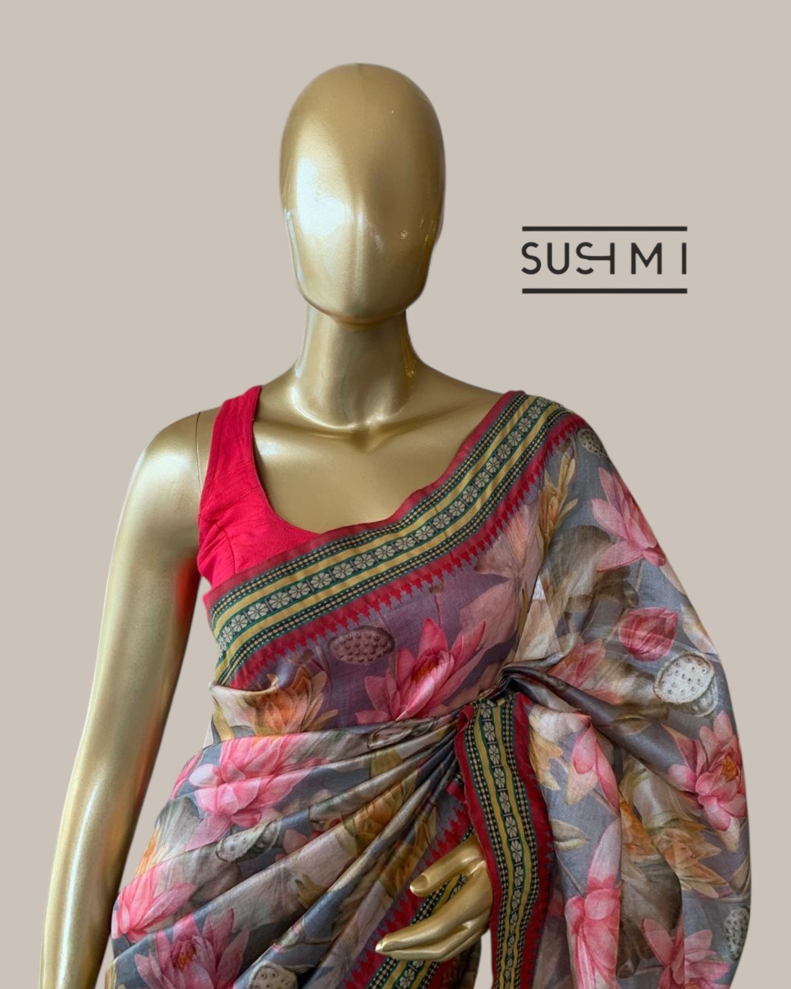 Lotus Floral Printed Pure Vidharbha Tussar Saree Original Price : 19,999 inr 15%