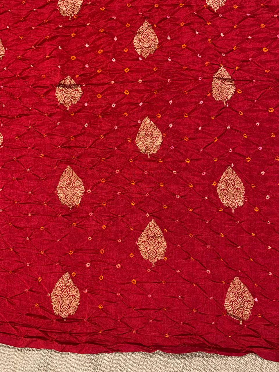 SCBA1101 : Pure Handloom Banarasi Chiniya Bandhej Saree with Patola Blouse