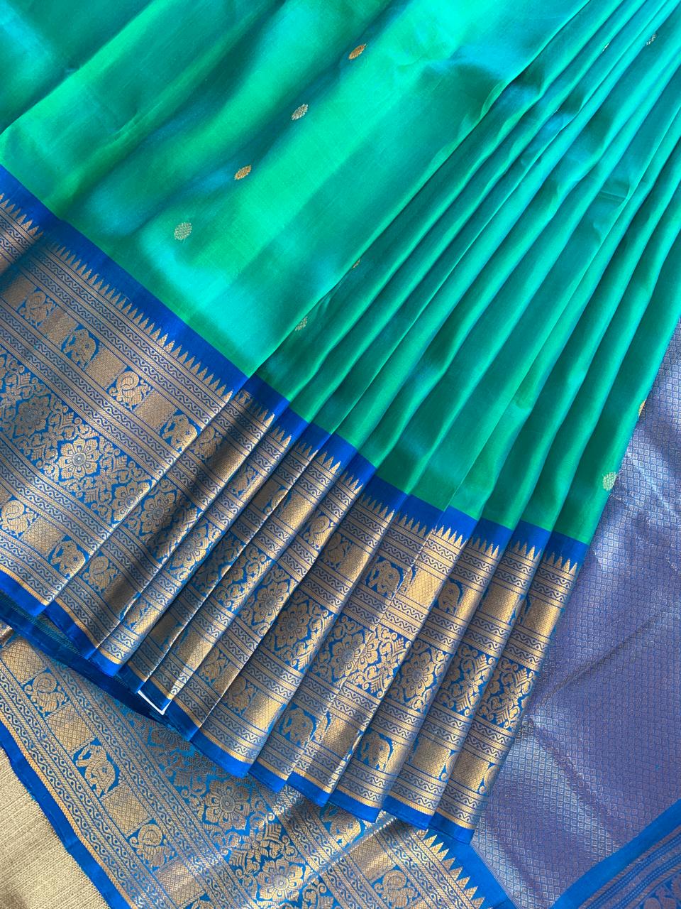 SGSA201 Teal Blue and Royal Blue Combo Combo Gadwal Handloom Pure Silk Saree