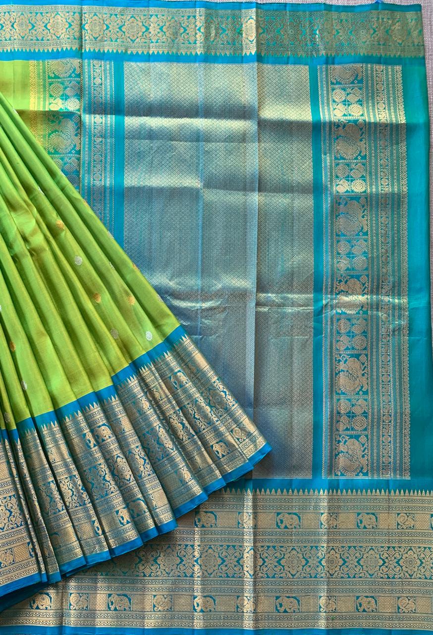 SGSA204 Peacock Blue and Royal Blue Combo Combo Gadwal Handloom Pure Silk Saree