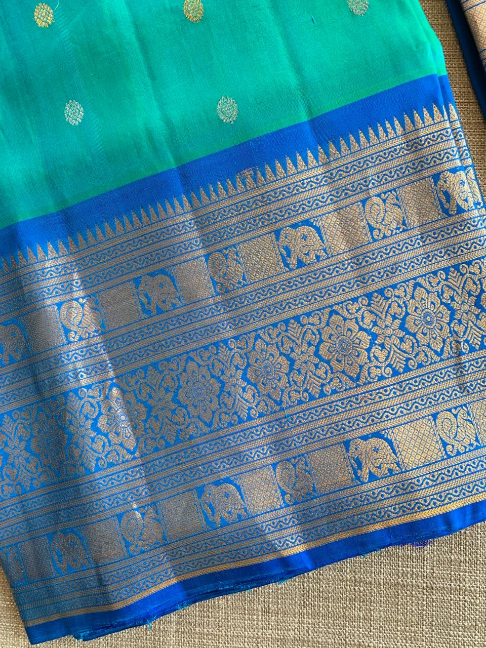 SGSA201 Teal Blue and Royal Blue Combo Combo Gadwal Handloom Pure Silk Saree