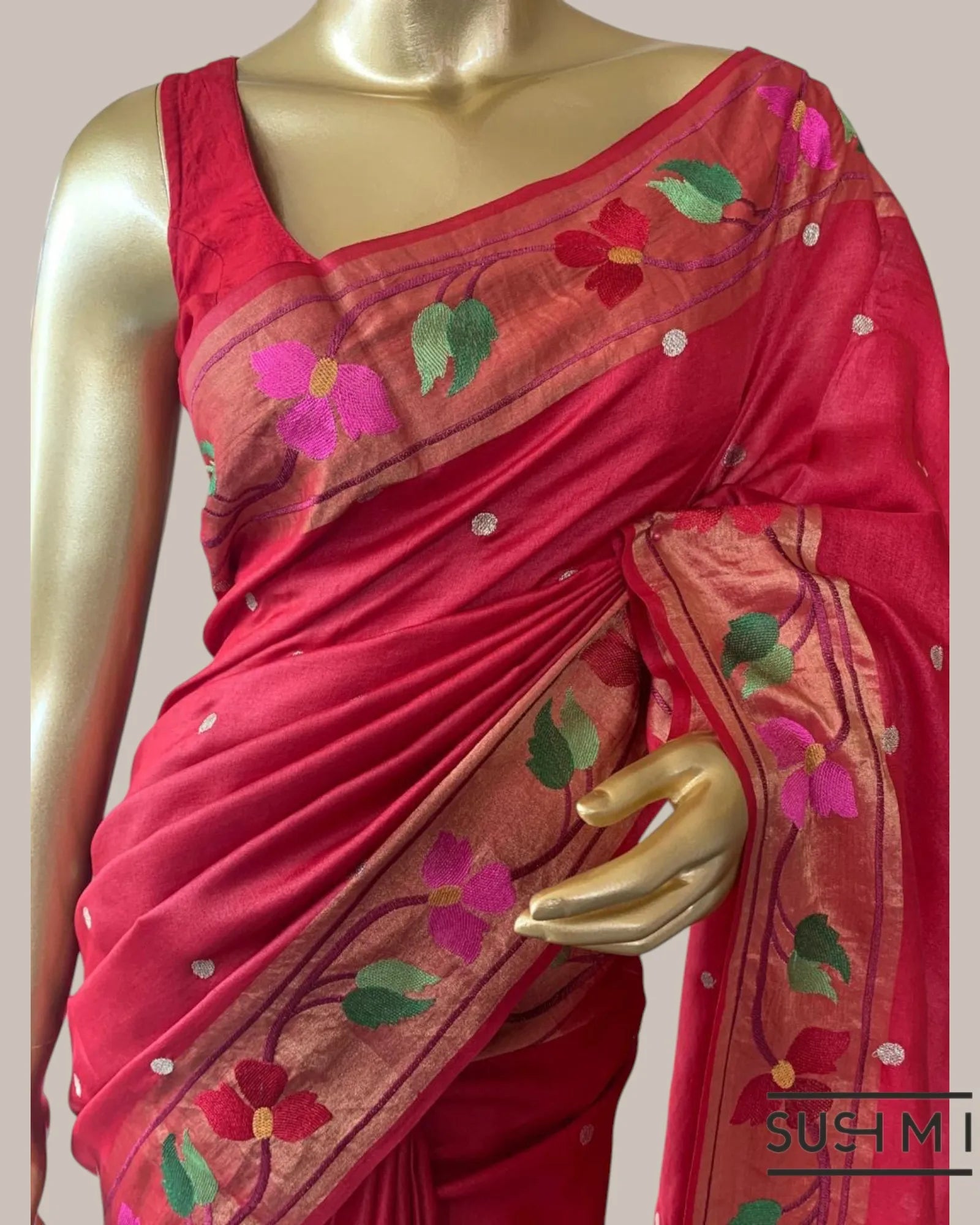 REd tussar silk