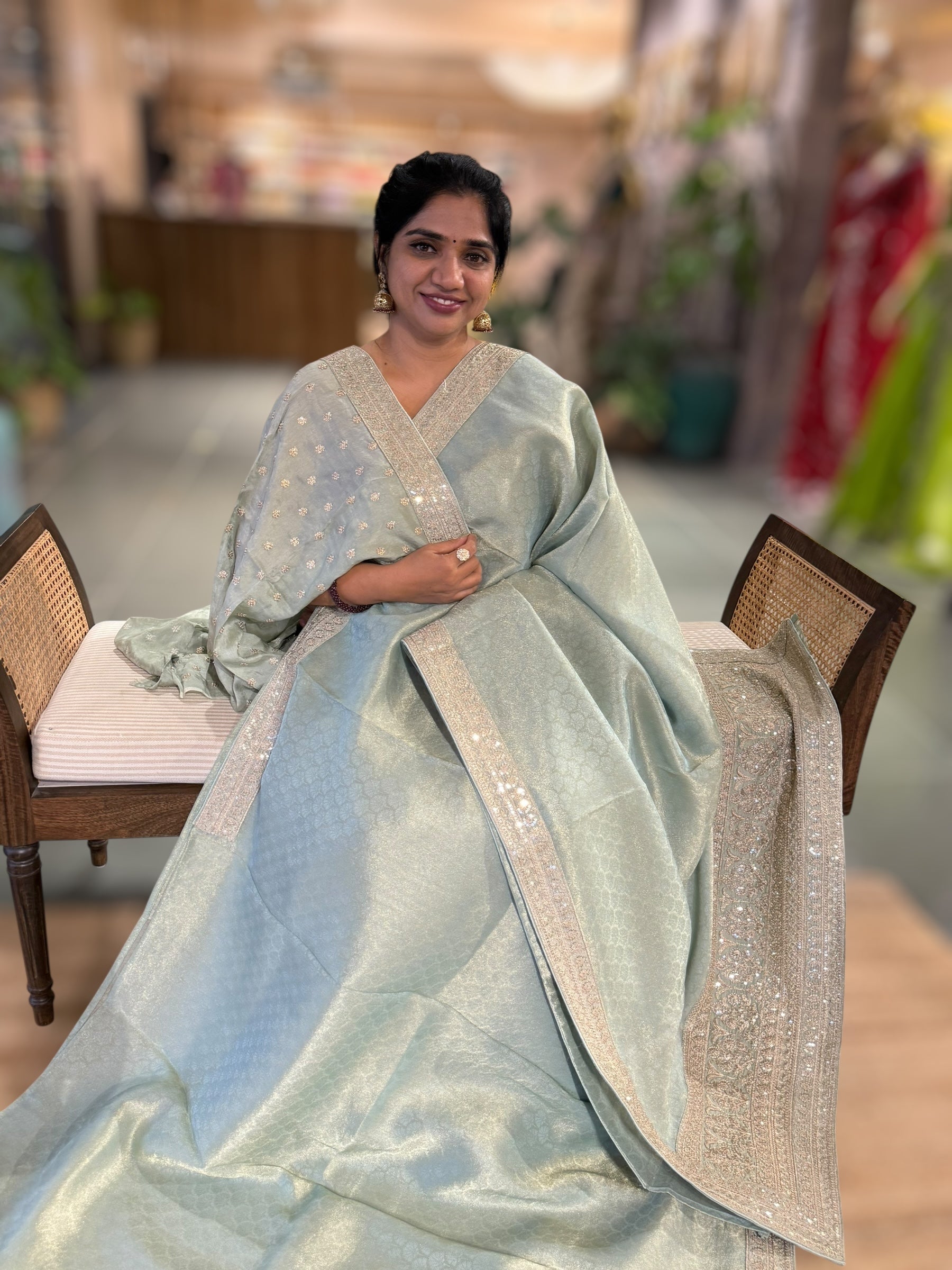 Banarasi Brocade Kora Tissue Saree With Sabyasachi Borders and Blouse